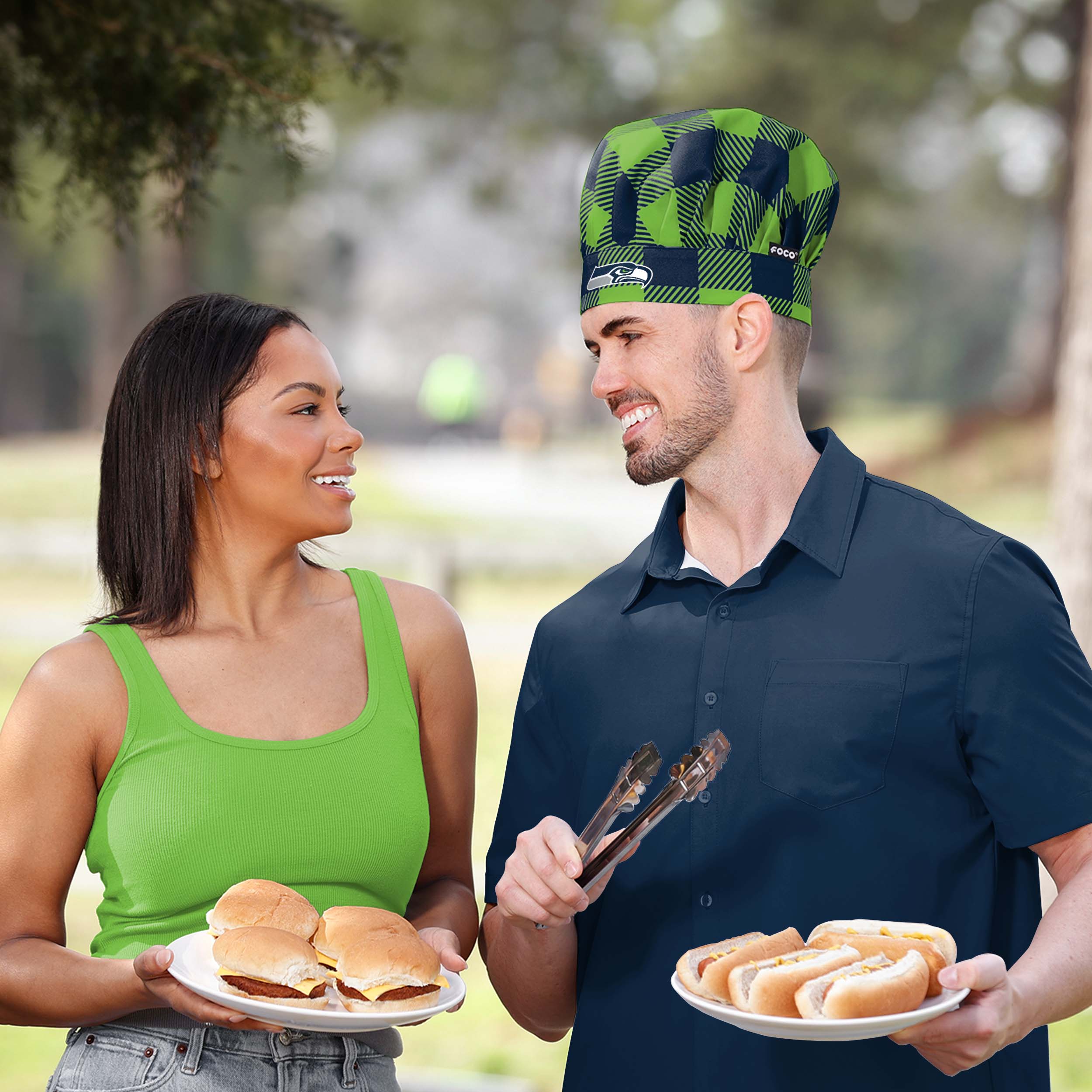 Seattle Seahawks NFL Plaid Chef Hat - Image 3