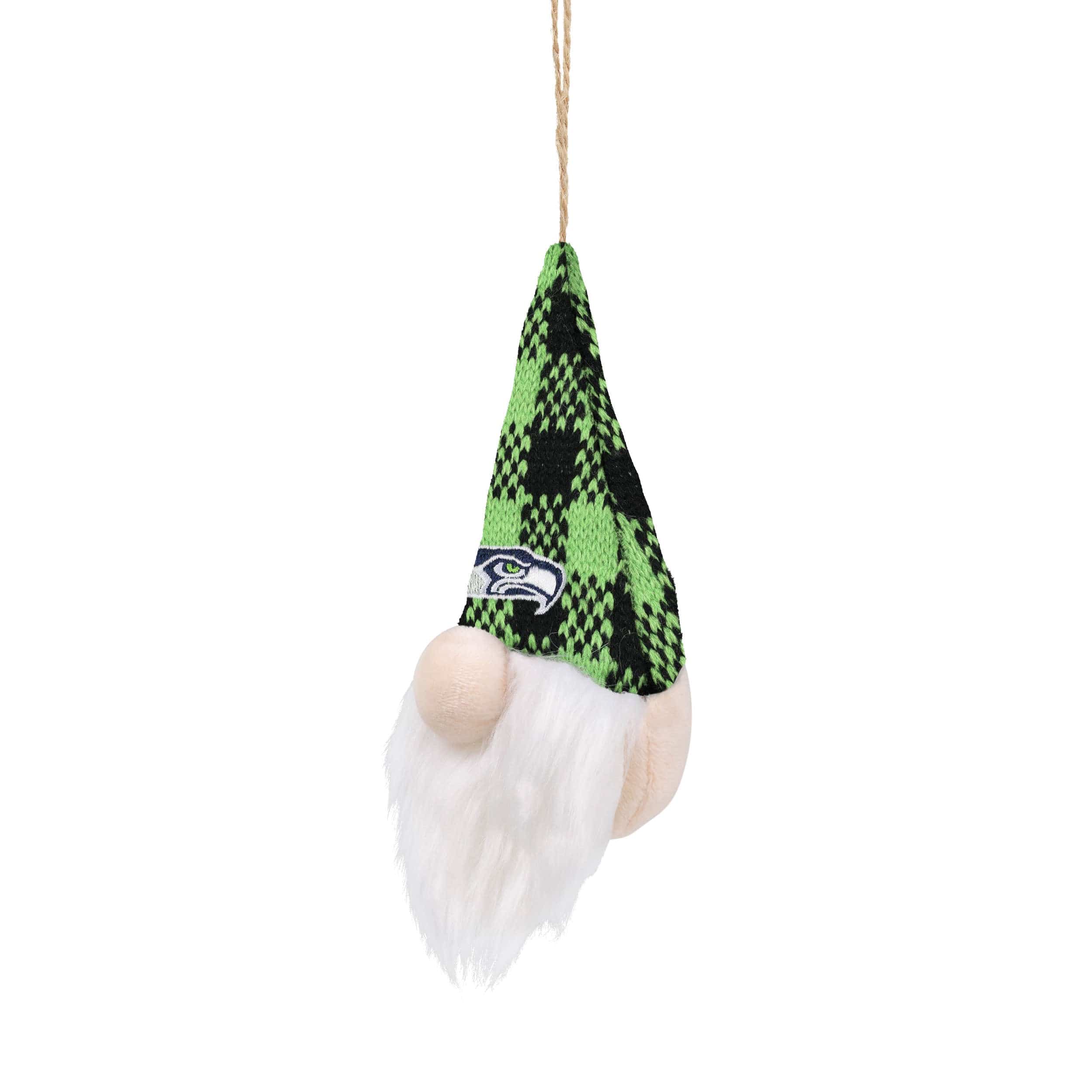 Seattle Seahawks NFL Plaid Hat Plush Gnome Ornament - Image 2