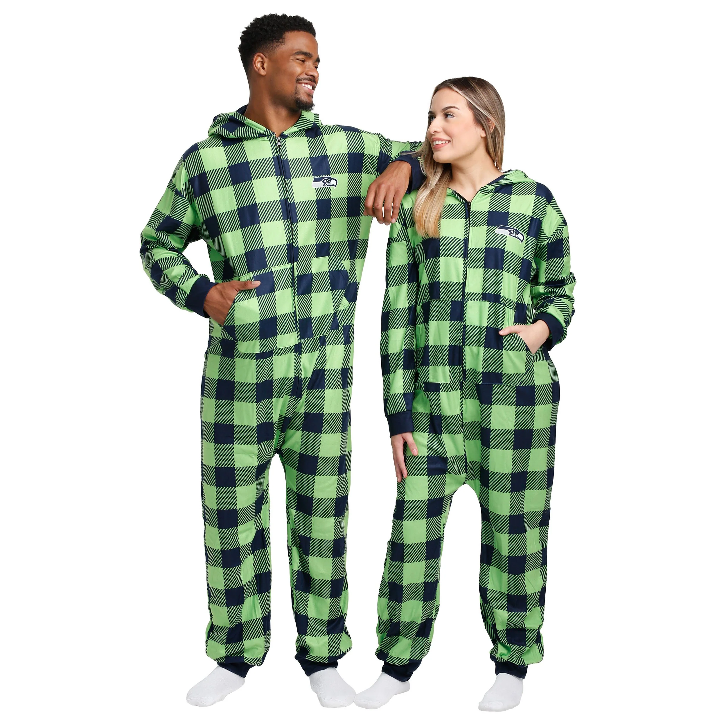 Seattle Seahawks NFL Plaid One Piece Pajamas