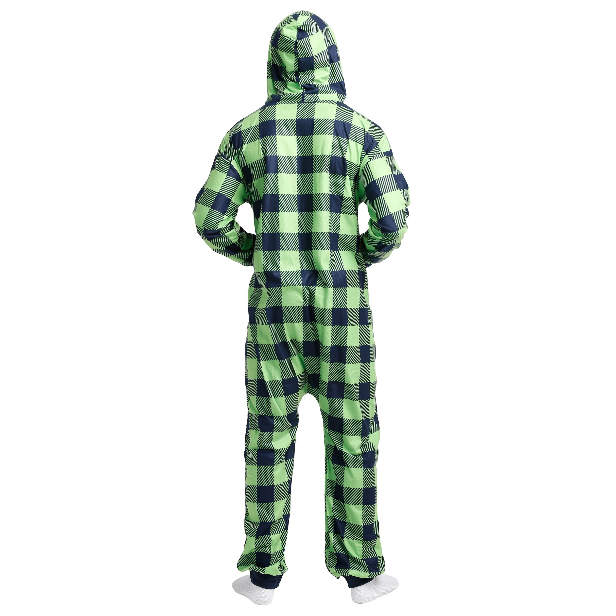 Seattle Seahawks NFL Plaid One Piece Pajamas - Image 2