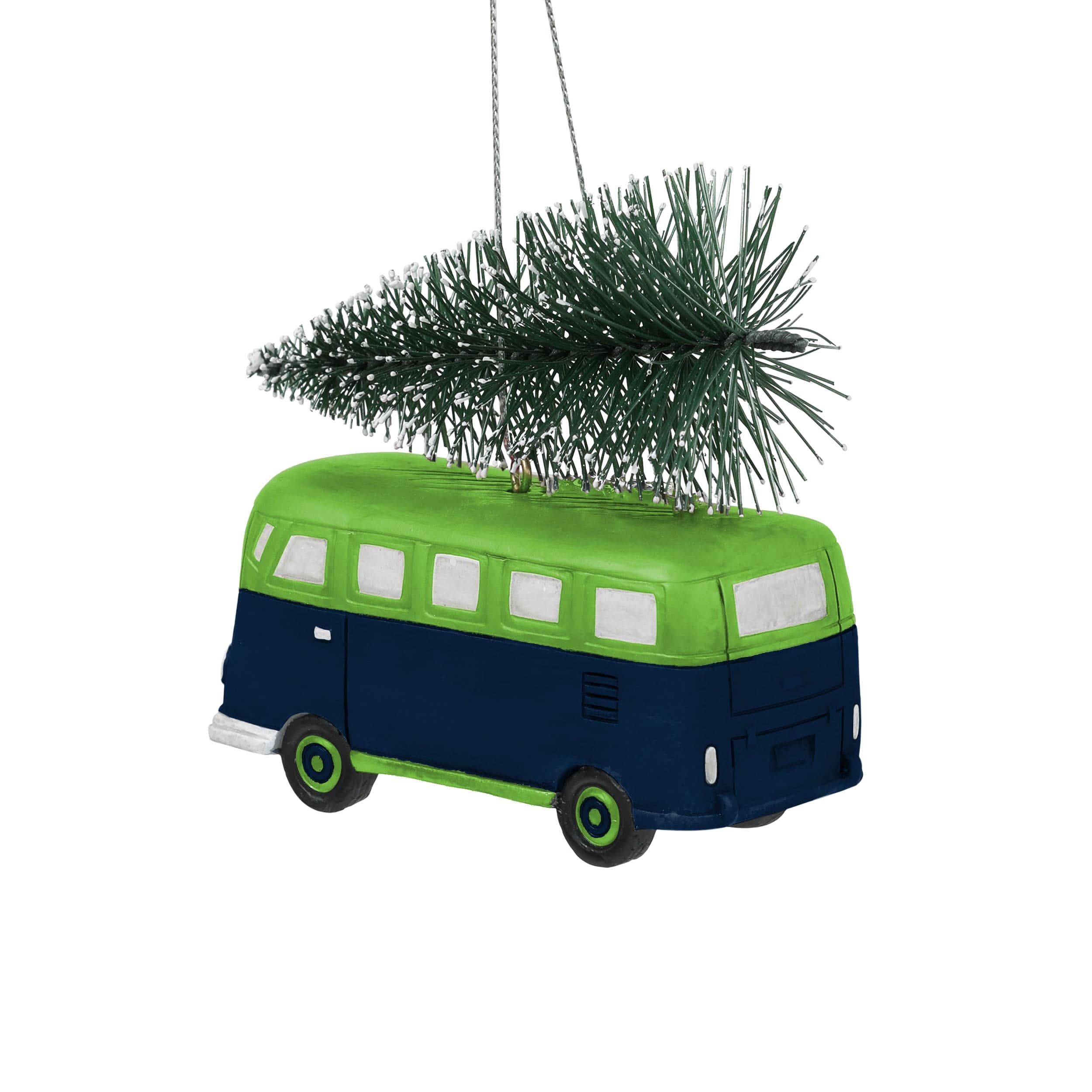 Seattle Seahawks Retro Bus With Tree Ornament - Image 3