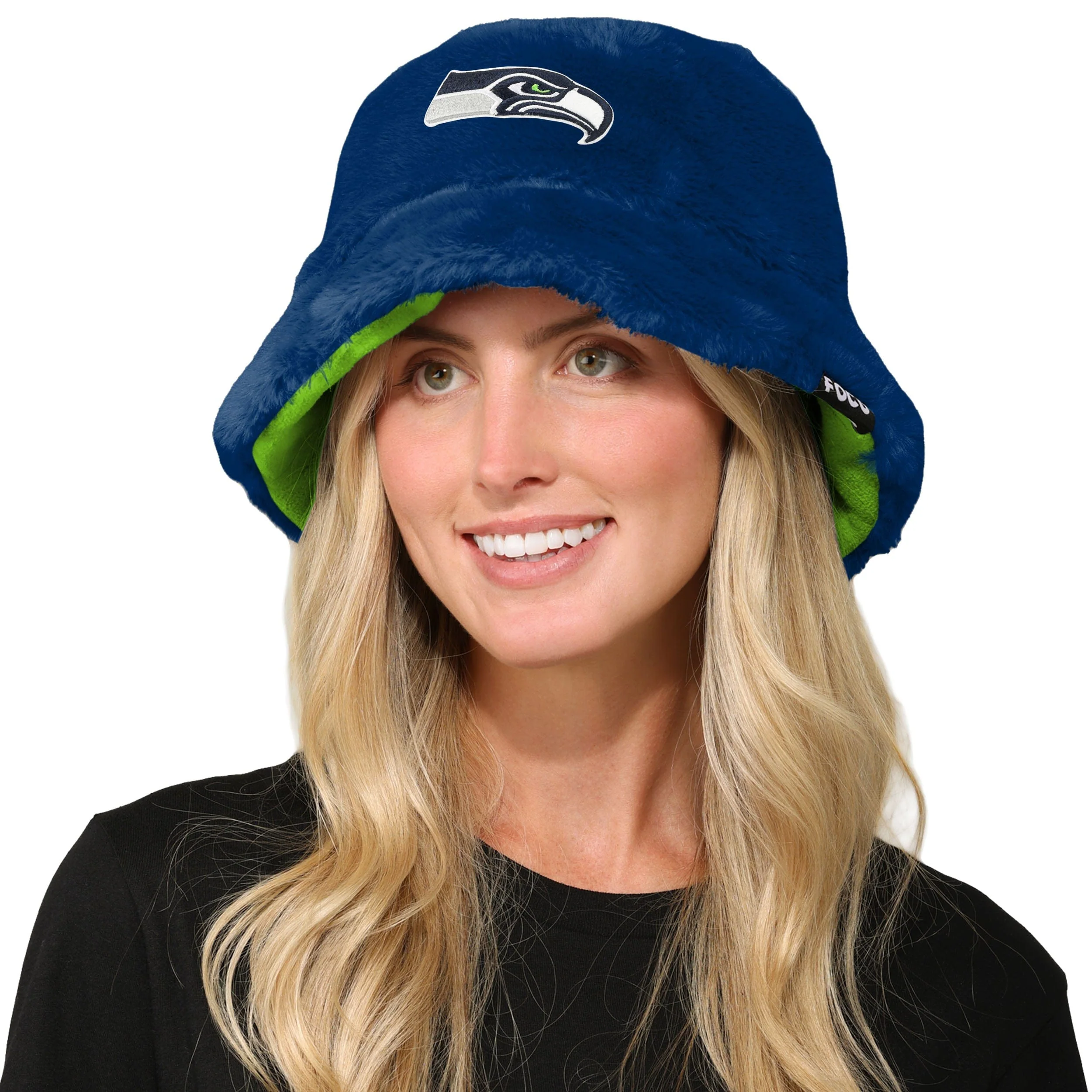 Seattle Seahawks NFL Reversible Faux Fur Bucket Hat - Image 2