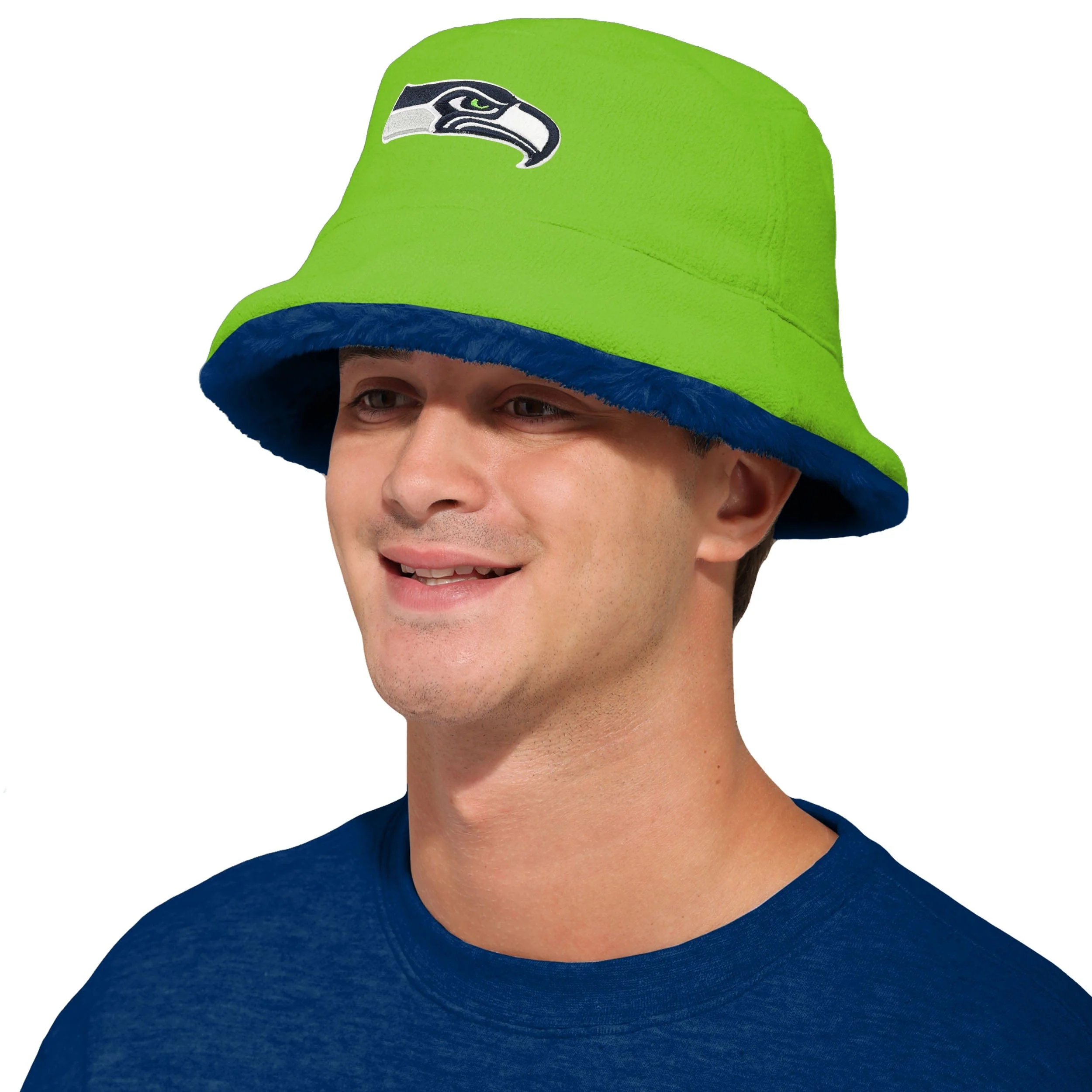 Seattle Seahawks NFL Reversible Faux Fur Bucket Hat - Image 3