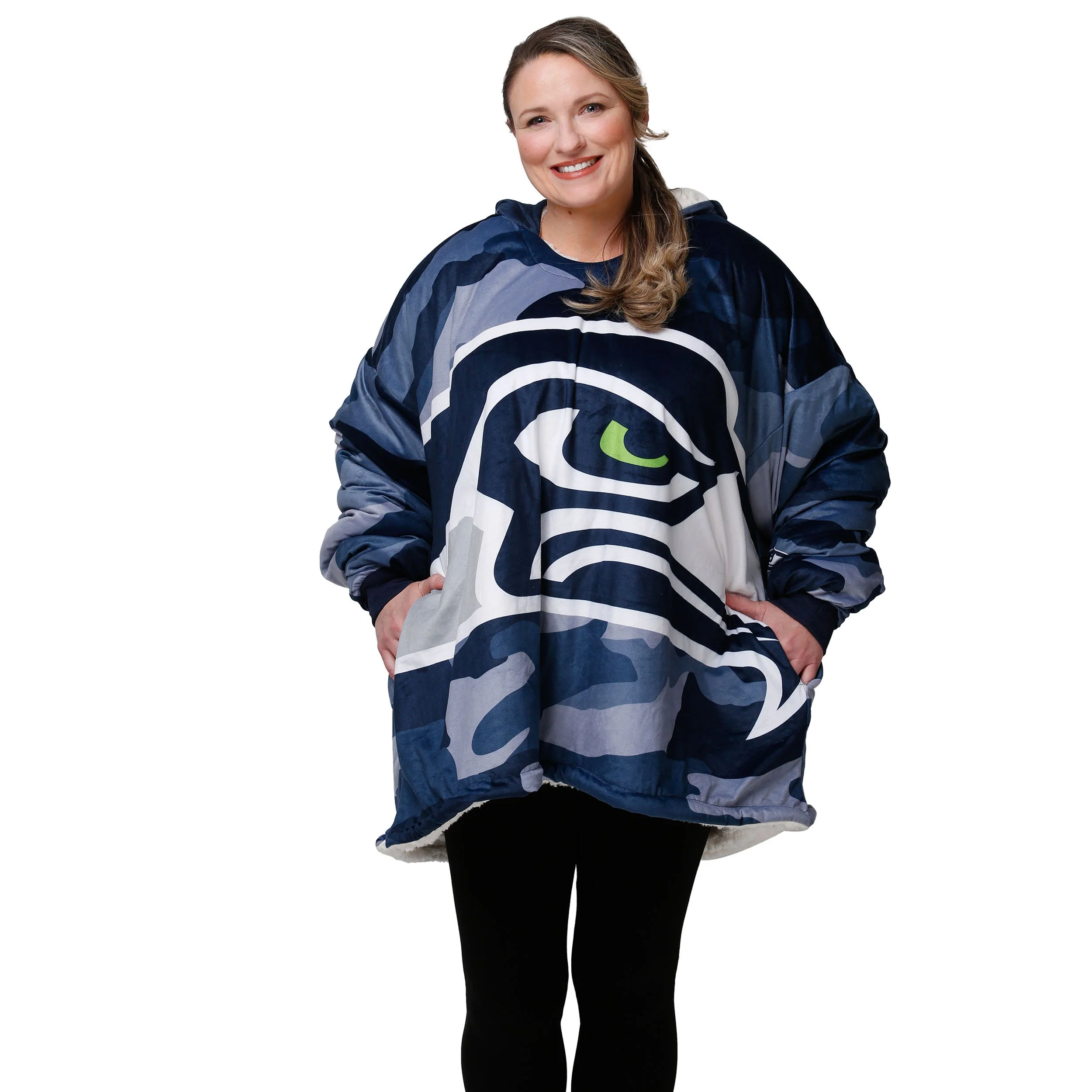 Seattle Seahawks NFL Reversible Team Color Camo Hoodeez - Image 3