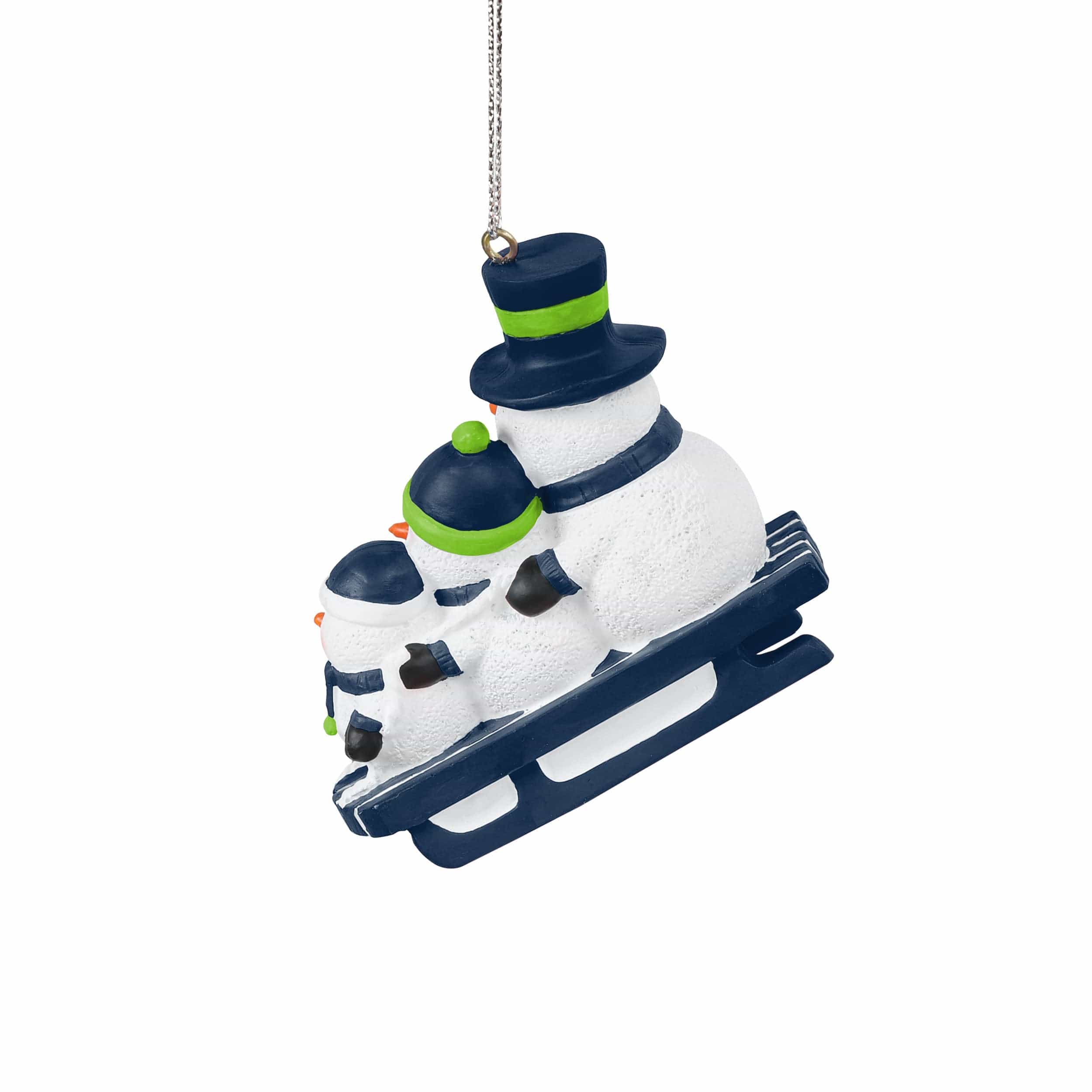 Seattle Seahawks NFL Sledding Snowmen Ornament - Image 3