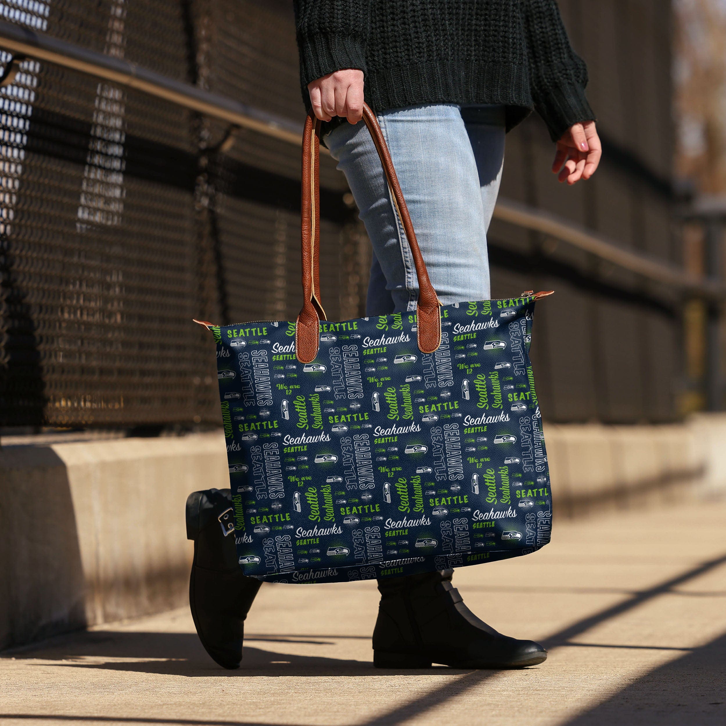 Seattle Seahawks NFL Spirited Style Printed Collection Tote Bag - Image 3