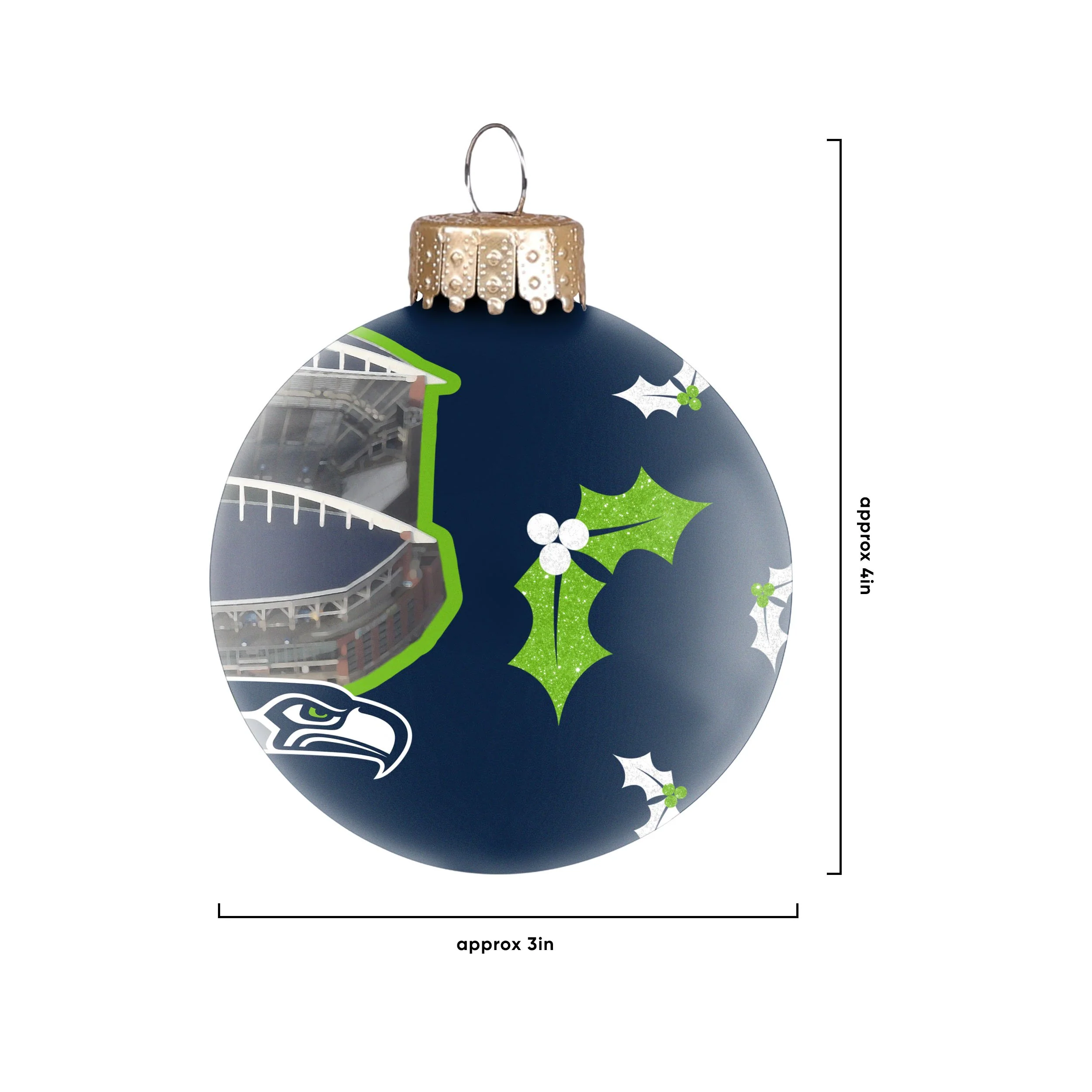 Seattle Seahawks NFL Stadium Print Glass Ball Ornament - Image 4