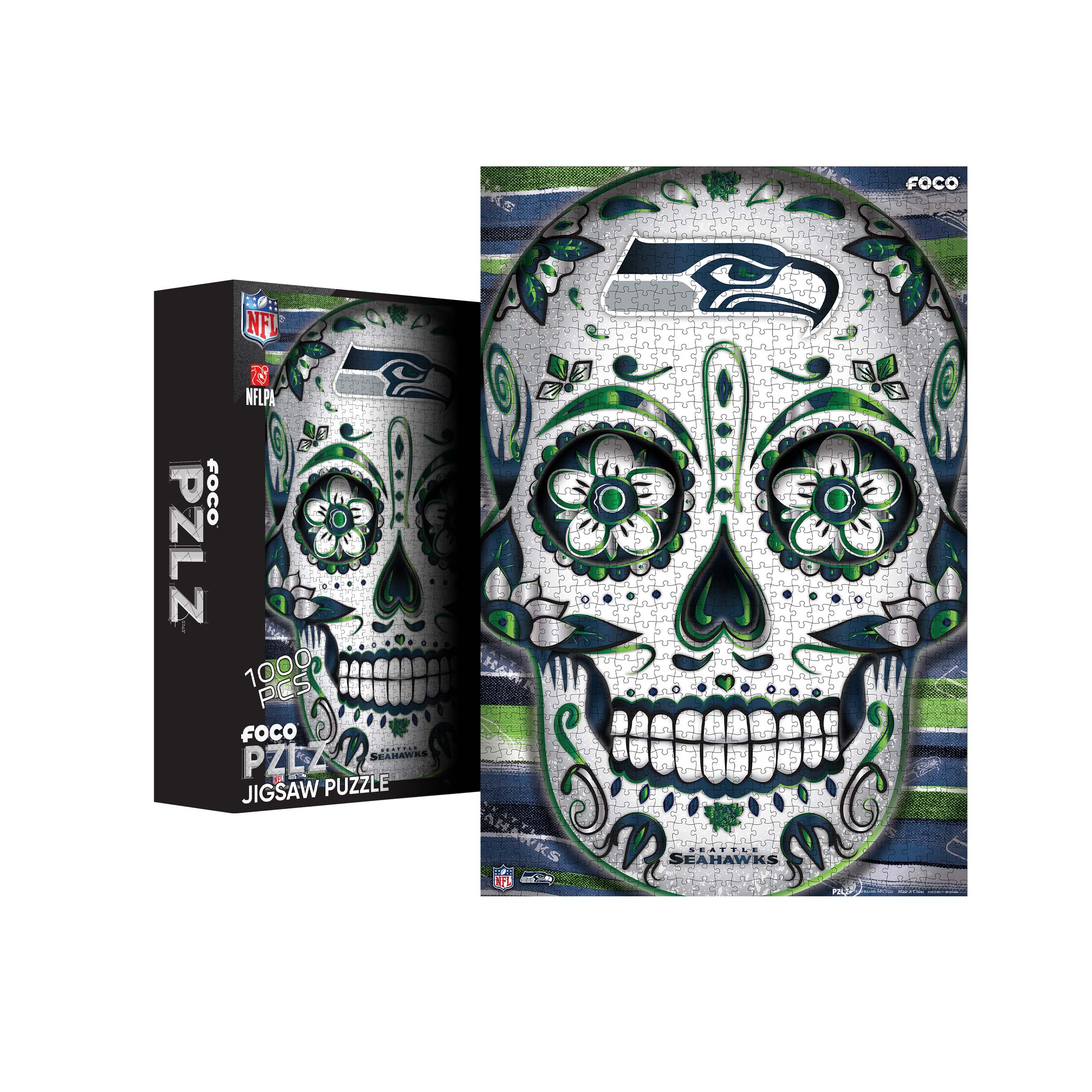 Seattle Seahawks NFL Sugar Skull 1000 Piece Jigsaw Puzzle PZLZ