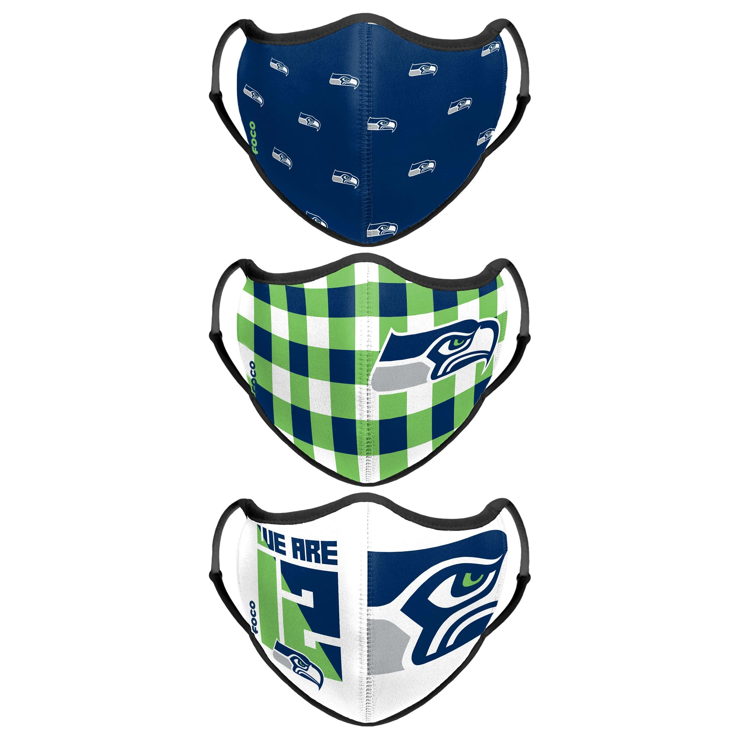 Seattle Seahawks NFL Thematic Sport 3 Pack Face Cover