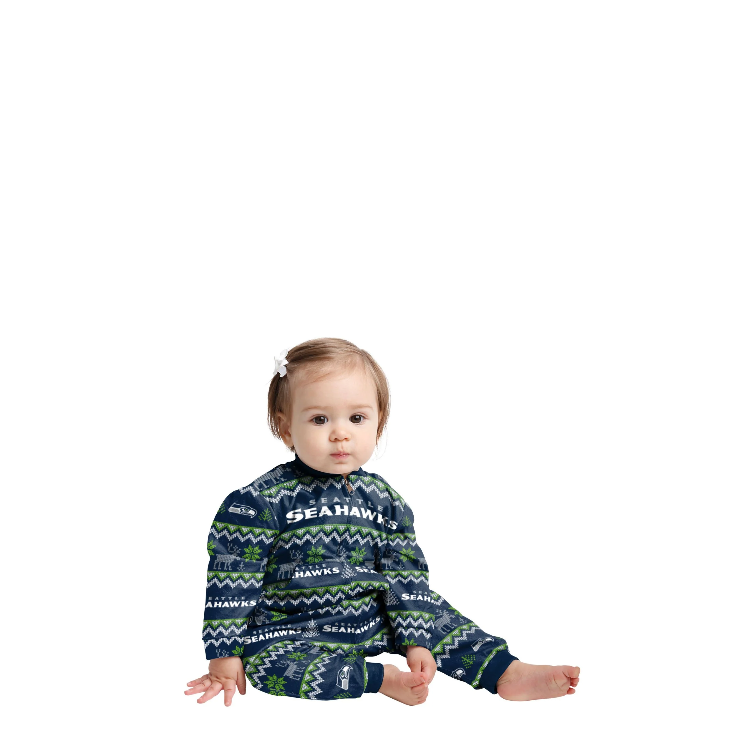 Seattle Seahawks NFL Ugly Pattern Family Holiday Pajamas - Image 2