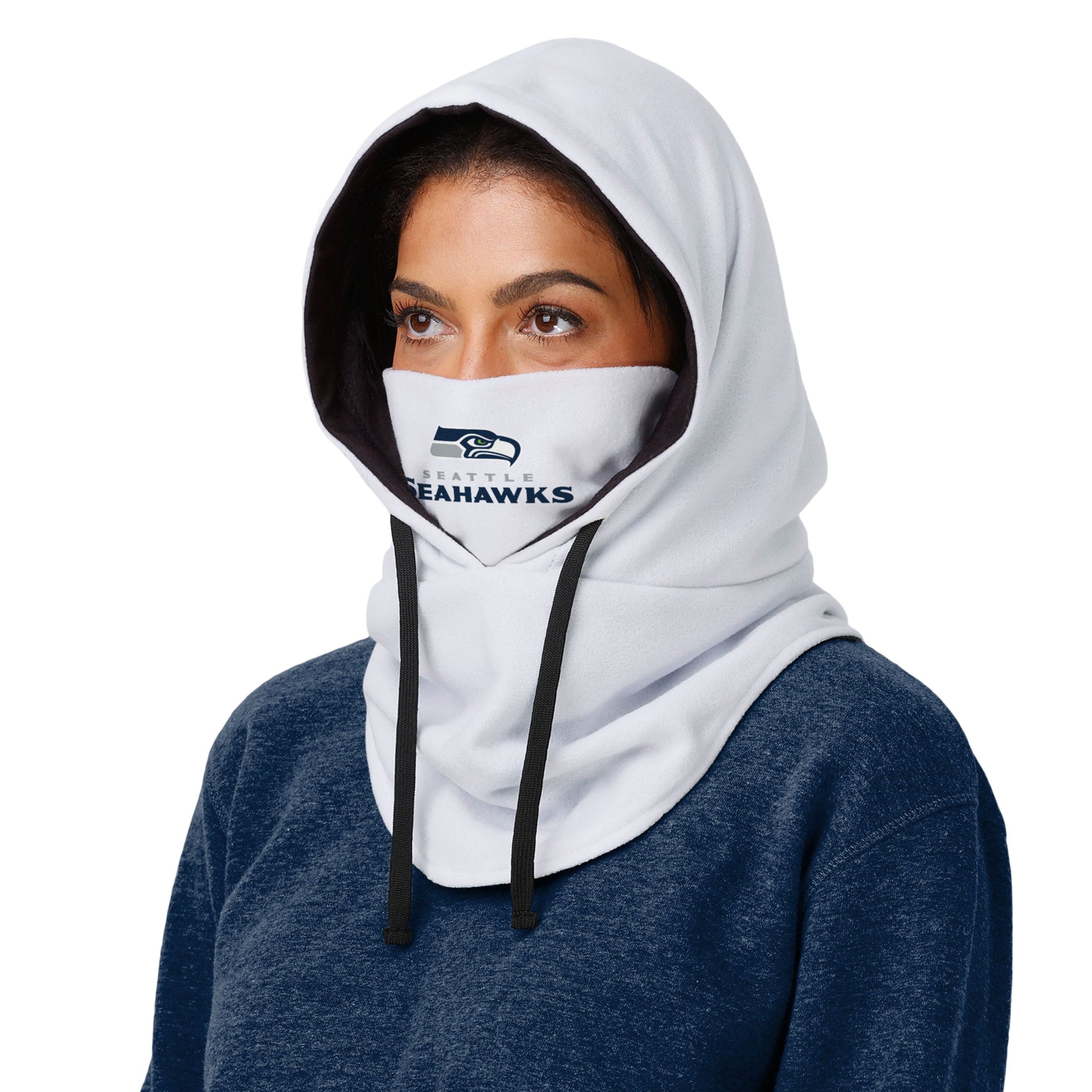 Seattle Seahawks NFL White Drawstring Hooded Gaiter - Image 3