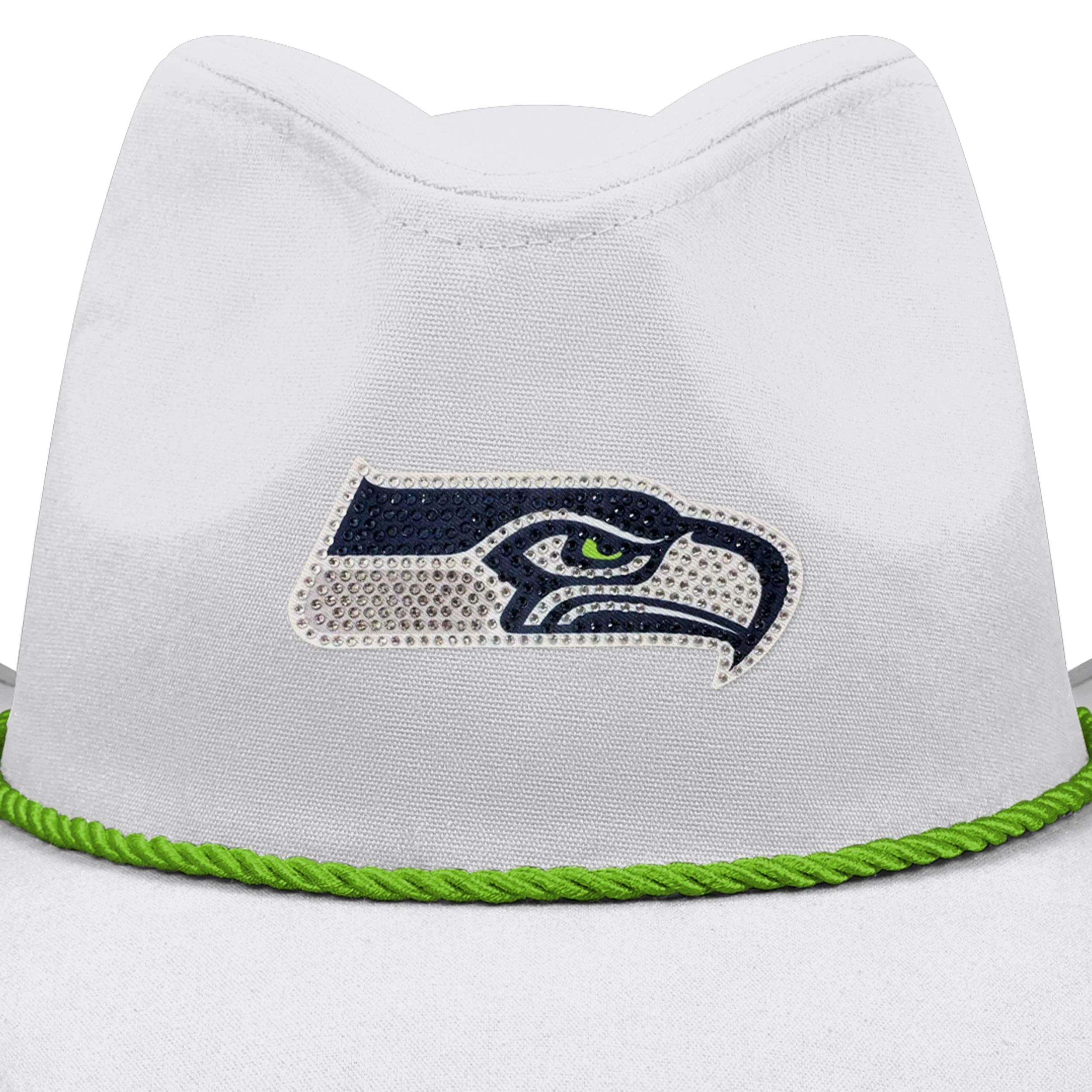 Seattle Seahawks NFL White Rhinestone Logo Cowboy Hat - Image 2