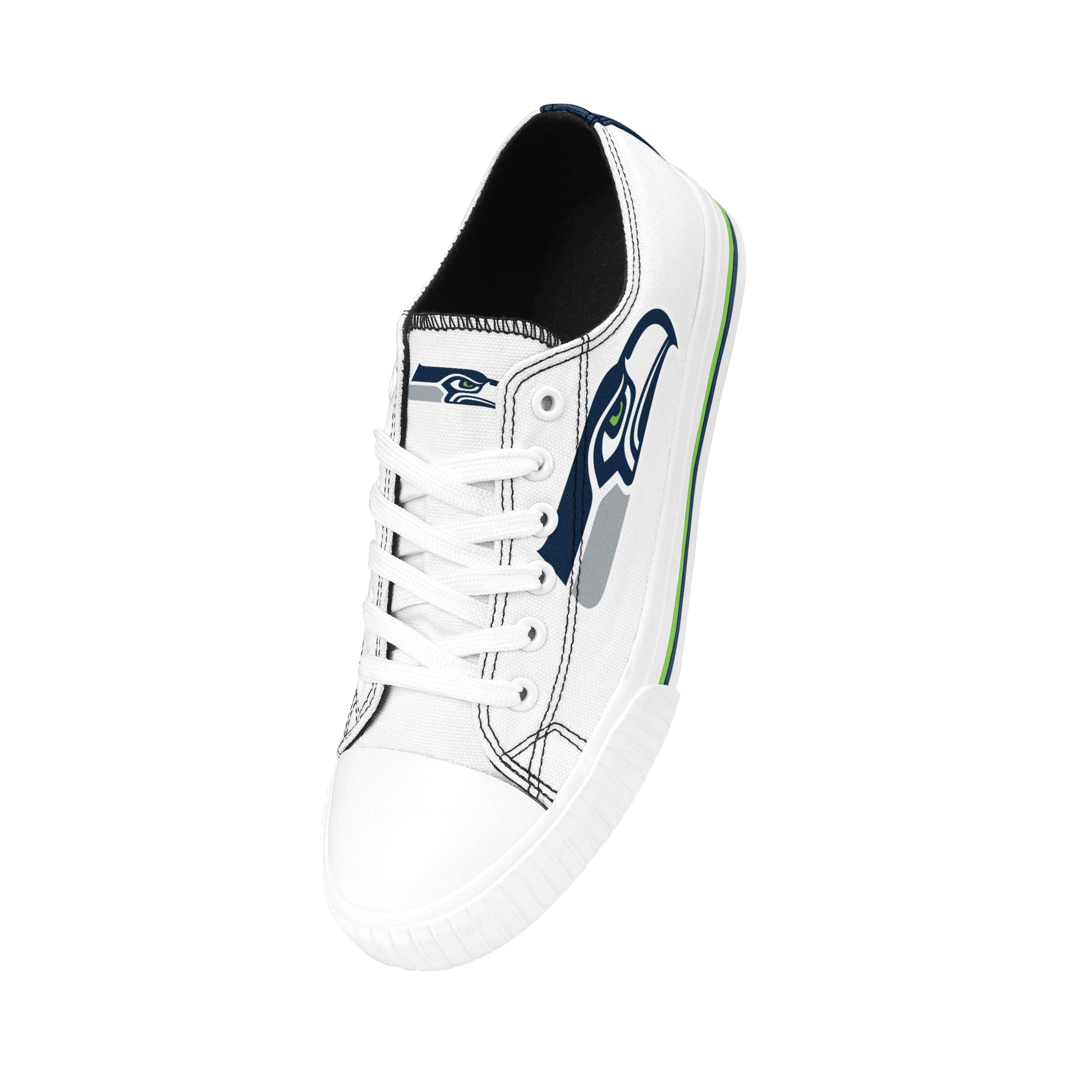 Seattle Seahawks NFL Womens Big Logo Low Top White Canvas Shoes - Image 2