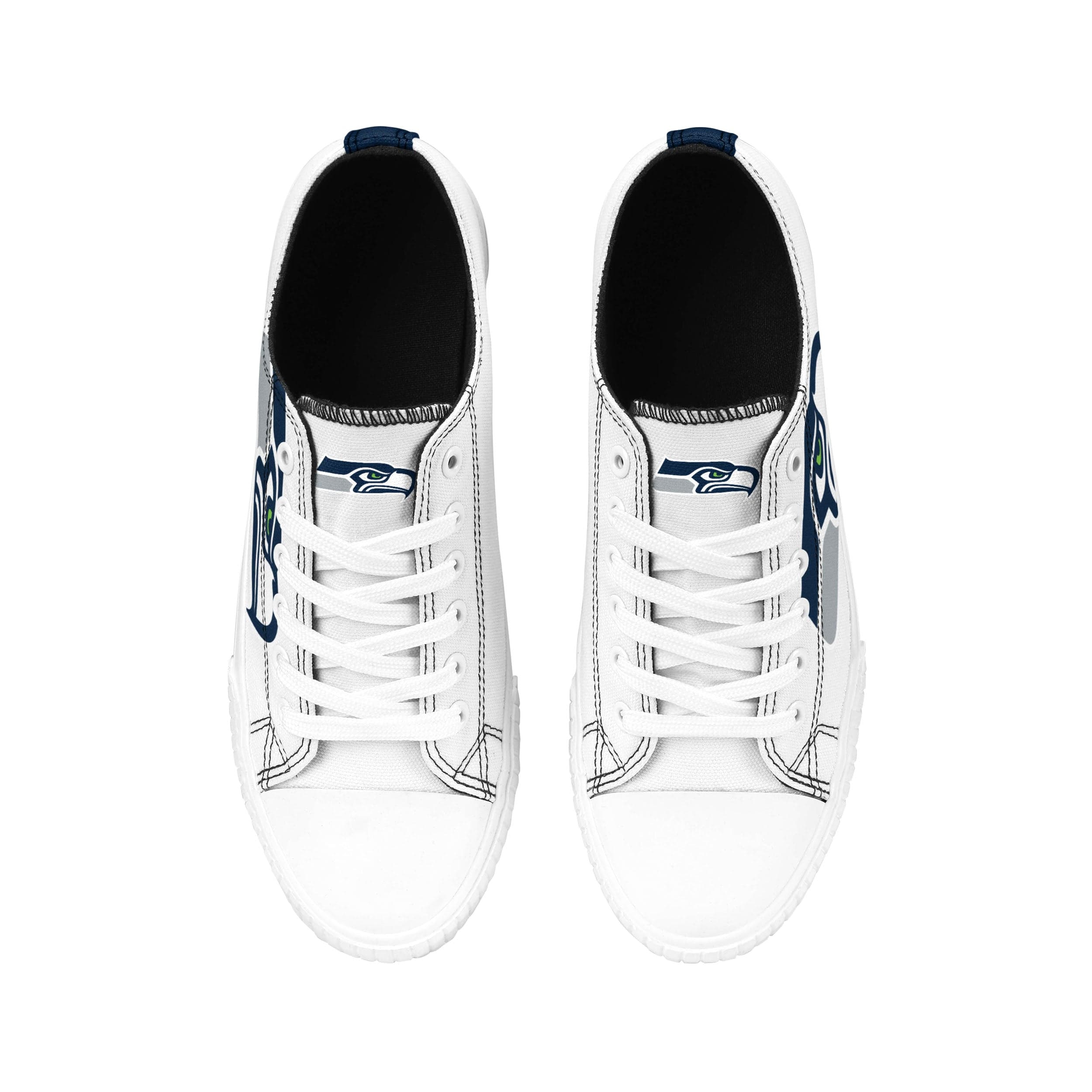 Seattle Seahawks NFL Womens Big Logo Low Top White Canvas Shoes - Image 4