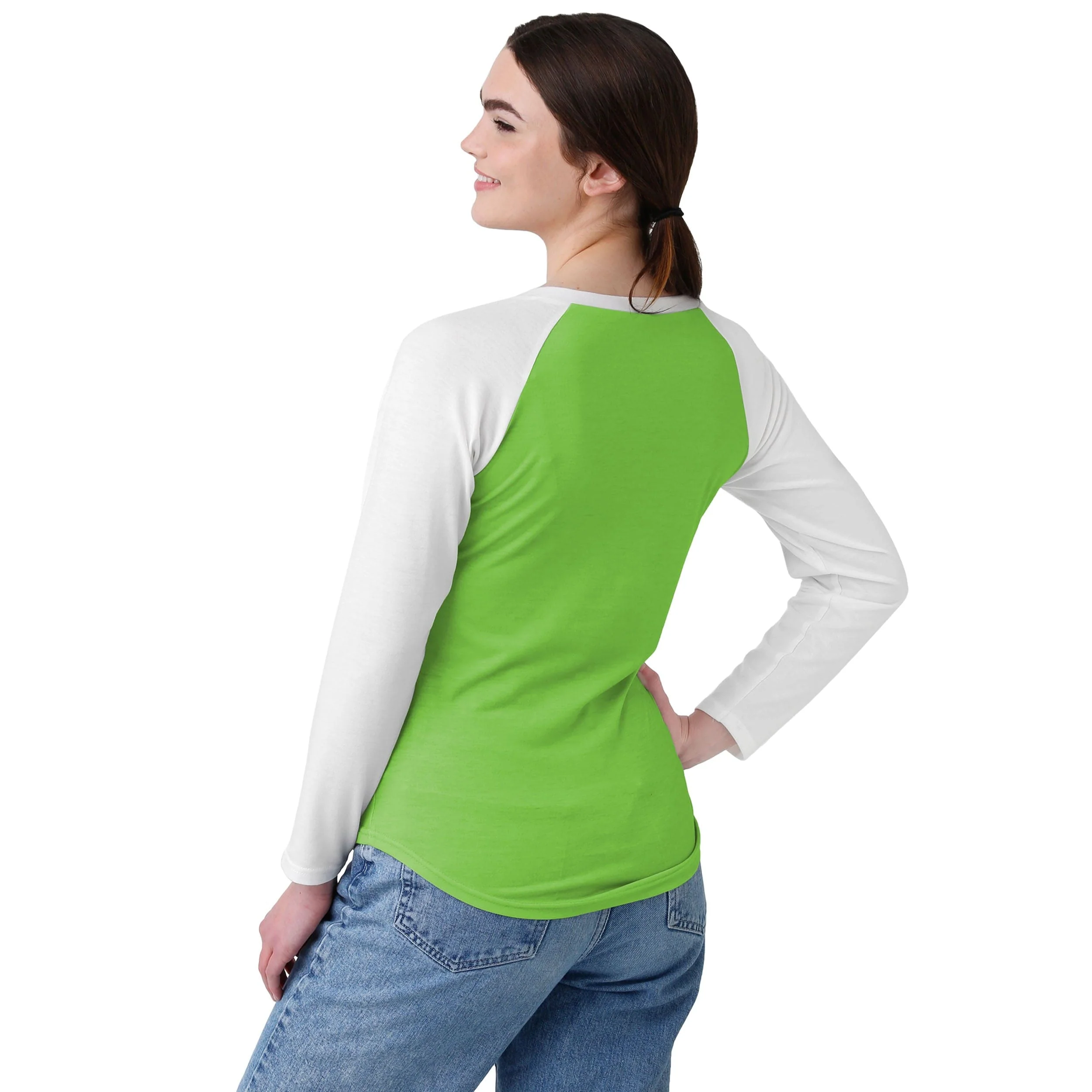 Seattle Seahawks NFL Womens Big Logo Solid Raglan T-Shirt - Image 3