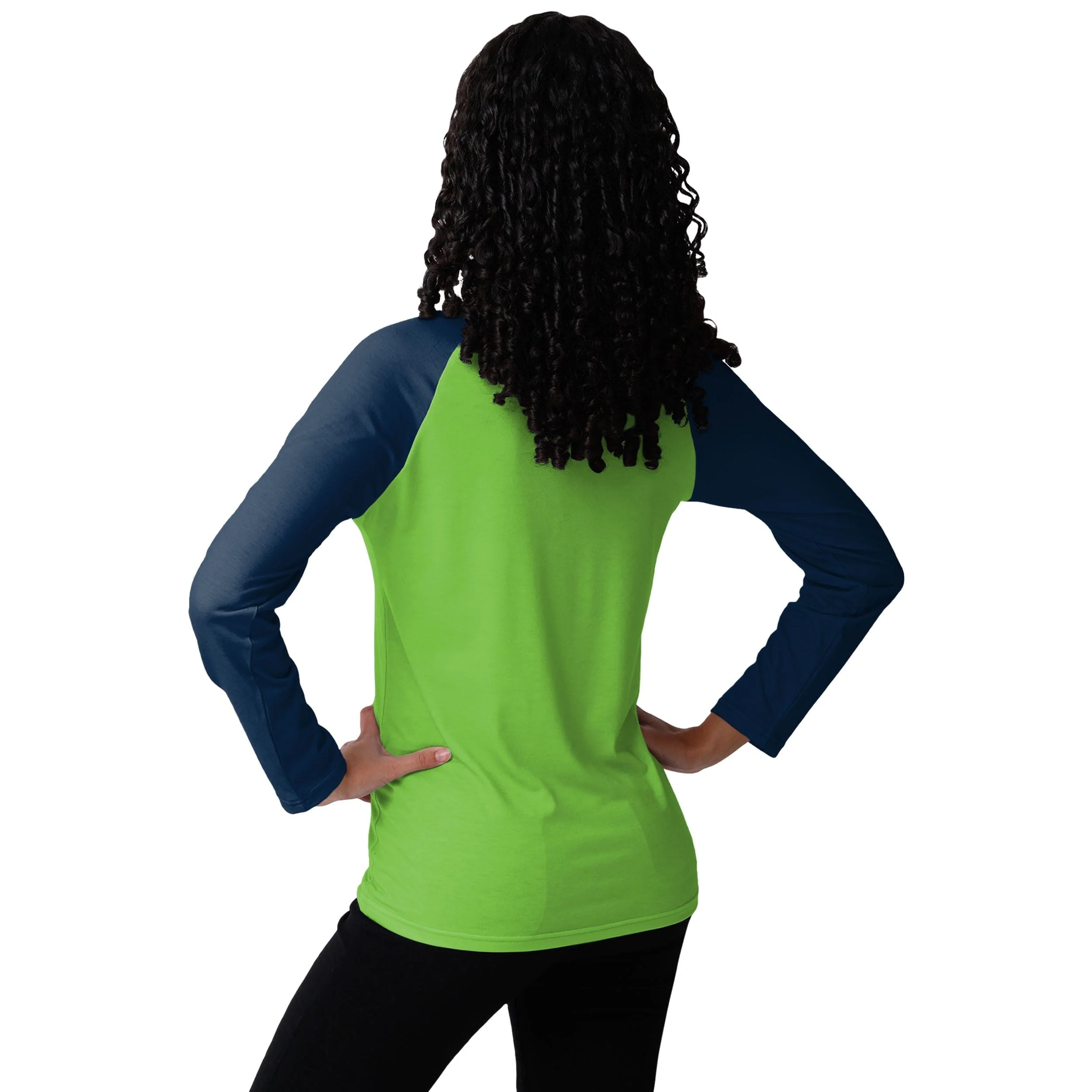 Seattle Seahawks NFL Womens Big Wordmark Long Sleeve Henley - Image 2