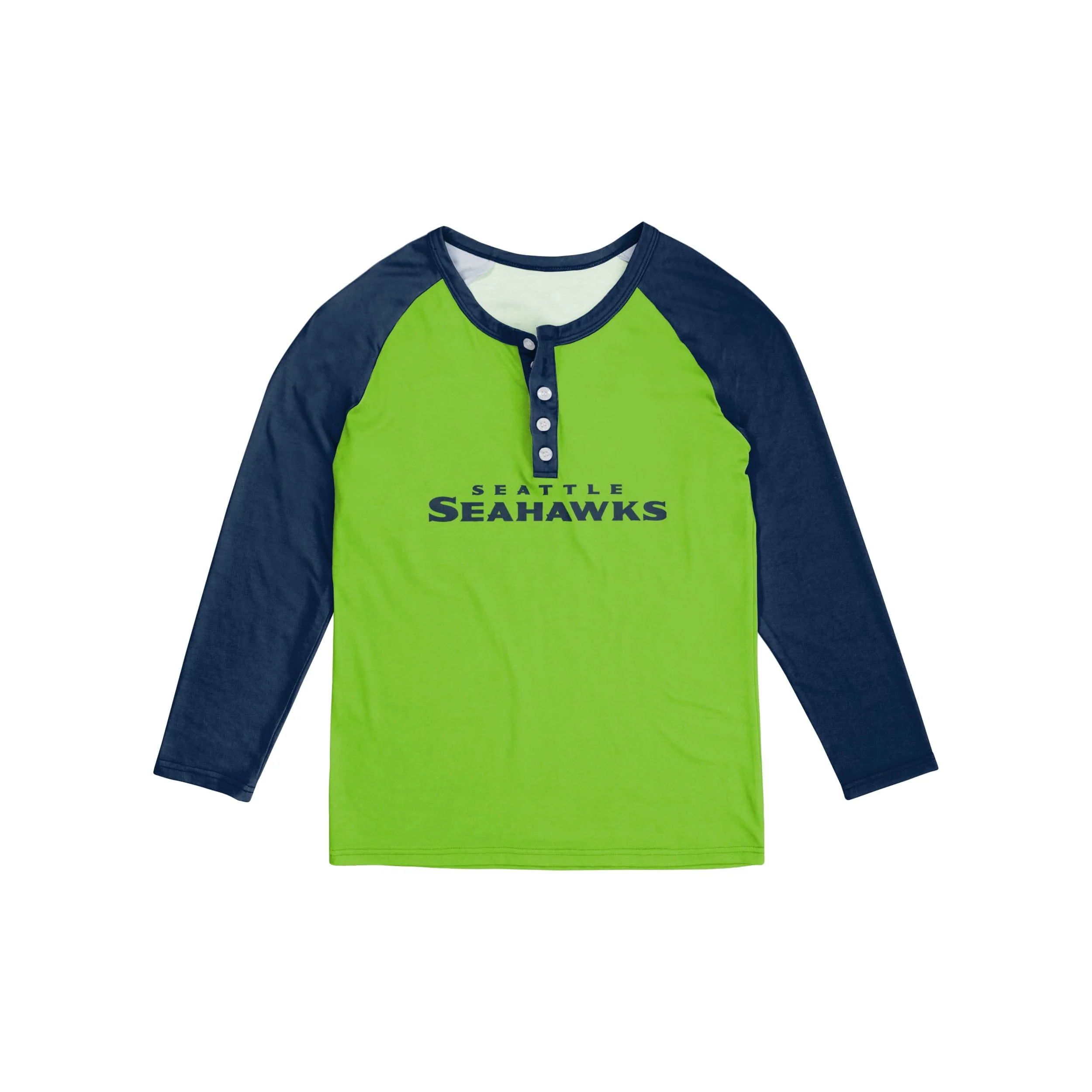 Seattle Seahawks NFL Womens Big Wordmark Long Sleeve Henley - Image 3