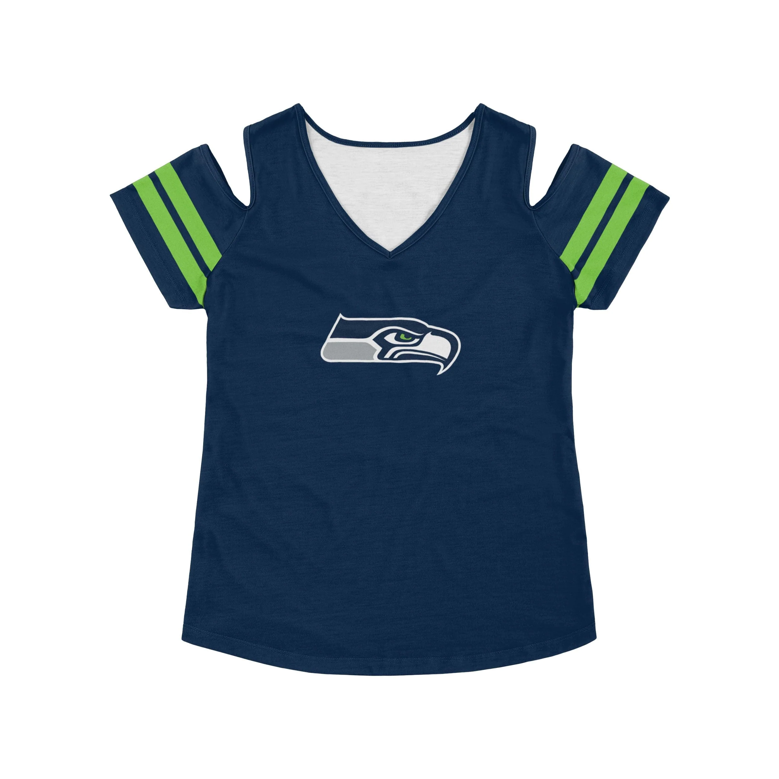 Seattle Seahawks NFL Womens Cold Shoulder T-Shirt - Image 4