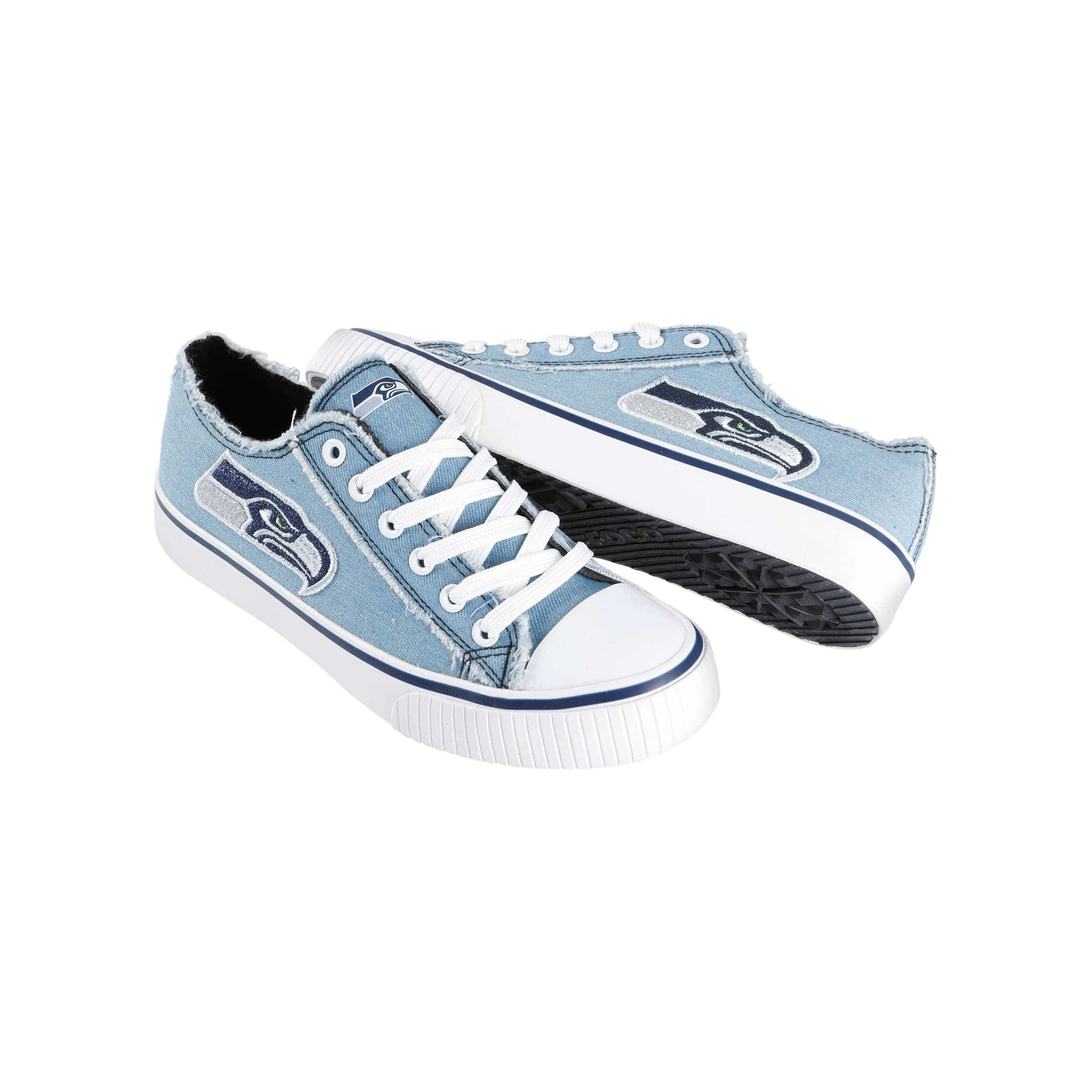 Seattle Seahawks NFL Womens Denim Low Top Canvas Shoes - Image 4