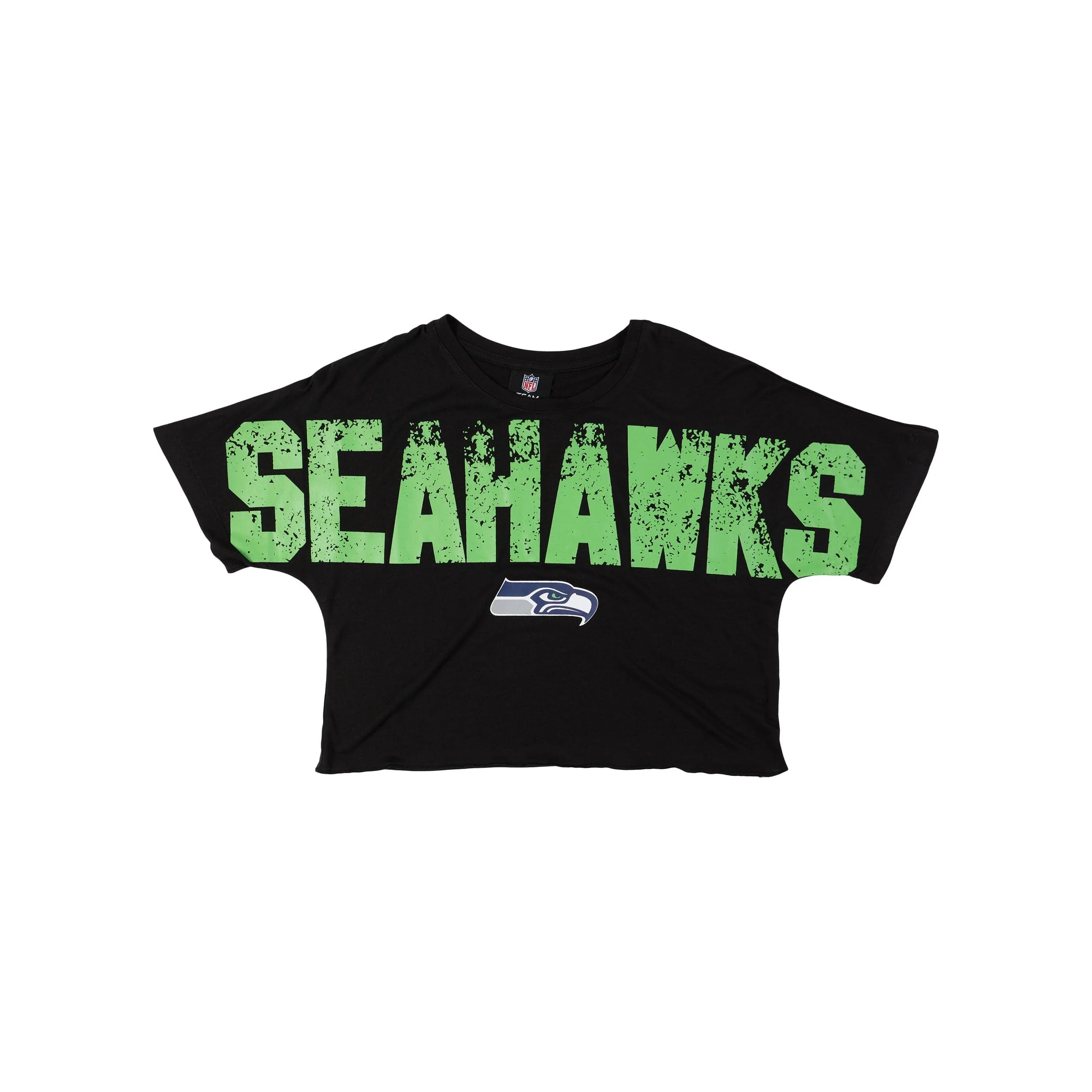 Seattle Seahawks NFL Womens Distressed Wordmark Crop Top - Image 3