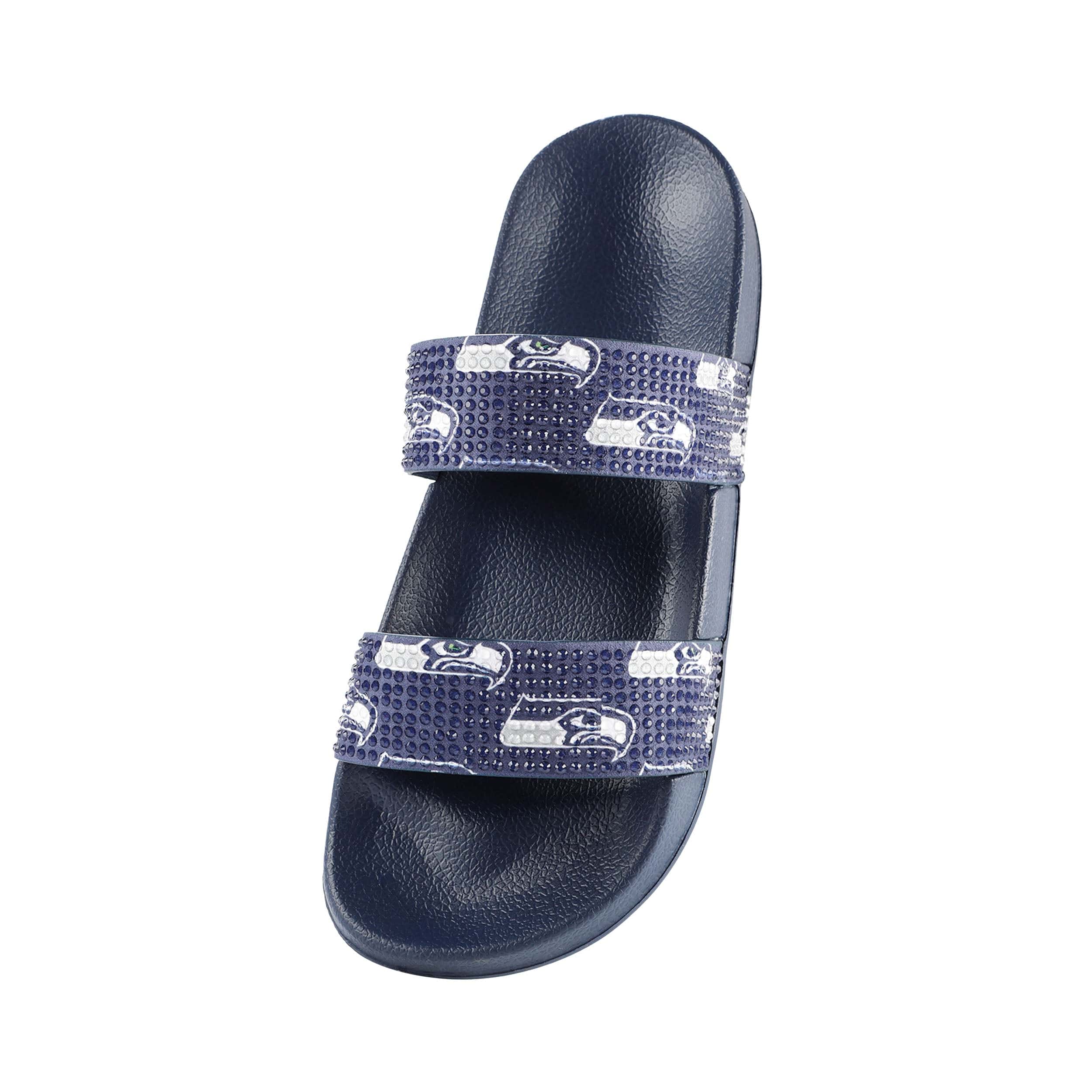 Seattle Seahawks NFL Womens Double Strap Shimmer Sandal - Image 3