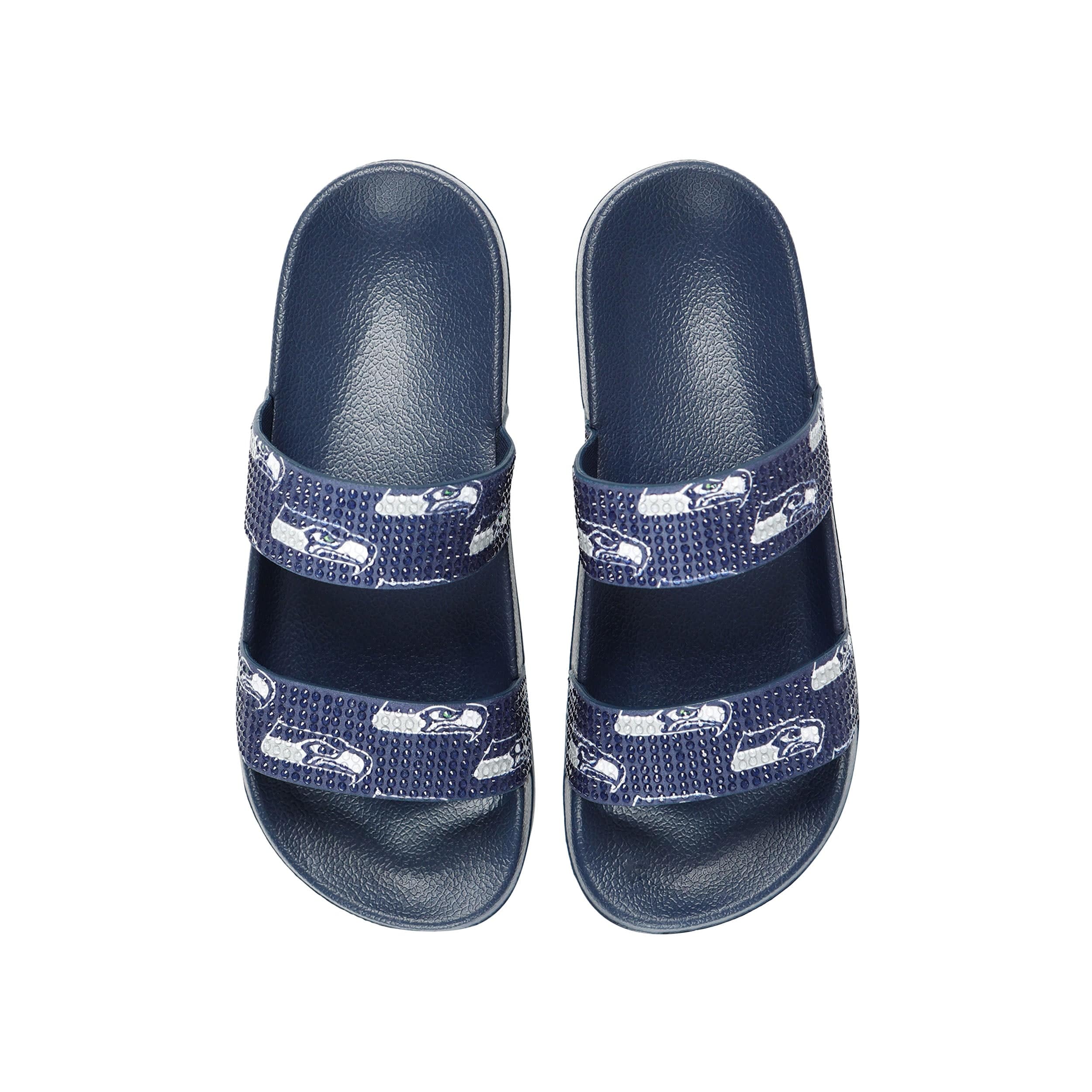 Seattle Seahawks NFL Womens Double Strap Shimmer Sandal - Image 4