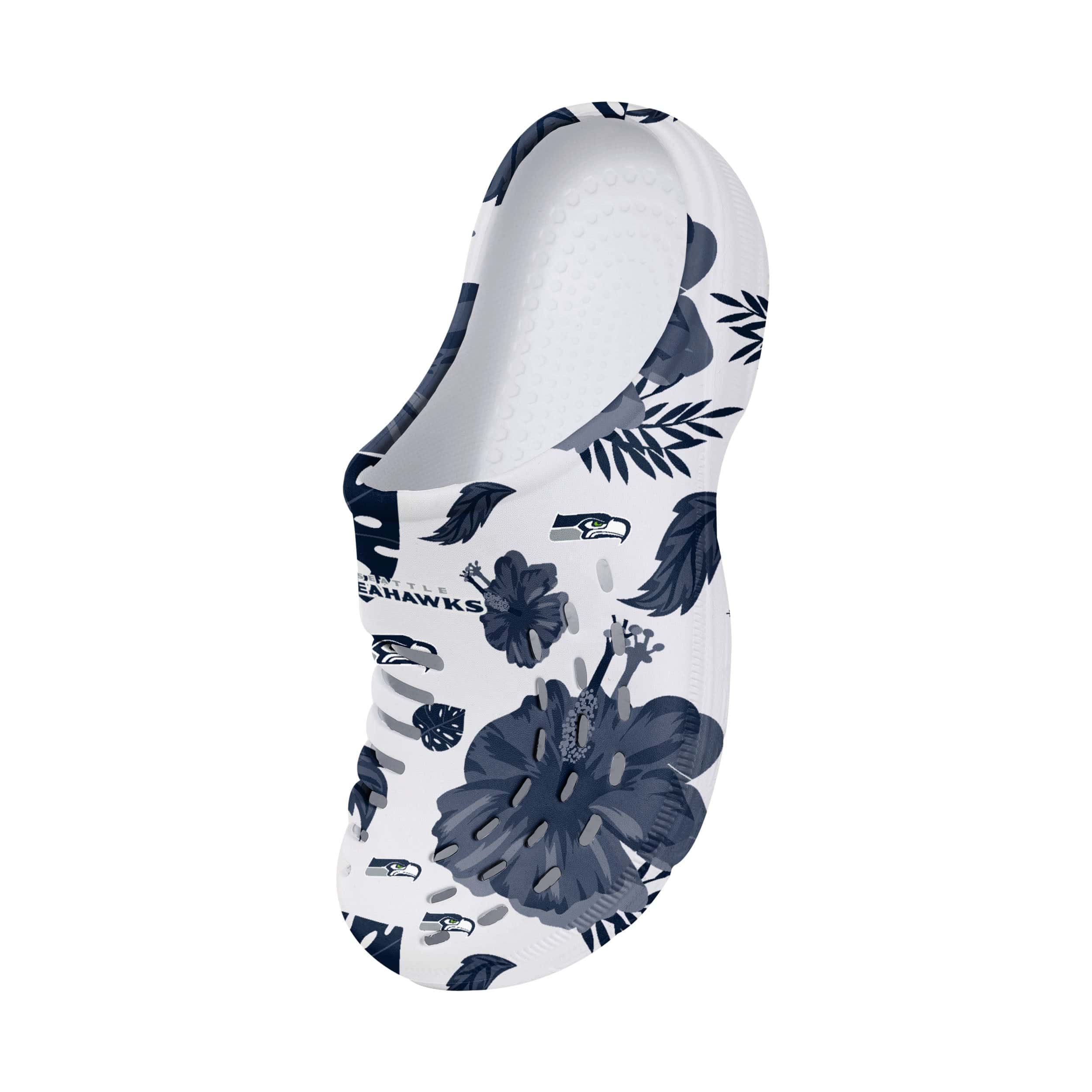 Seattle Seahawks NFL Womens Floral White Clog - Image 3