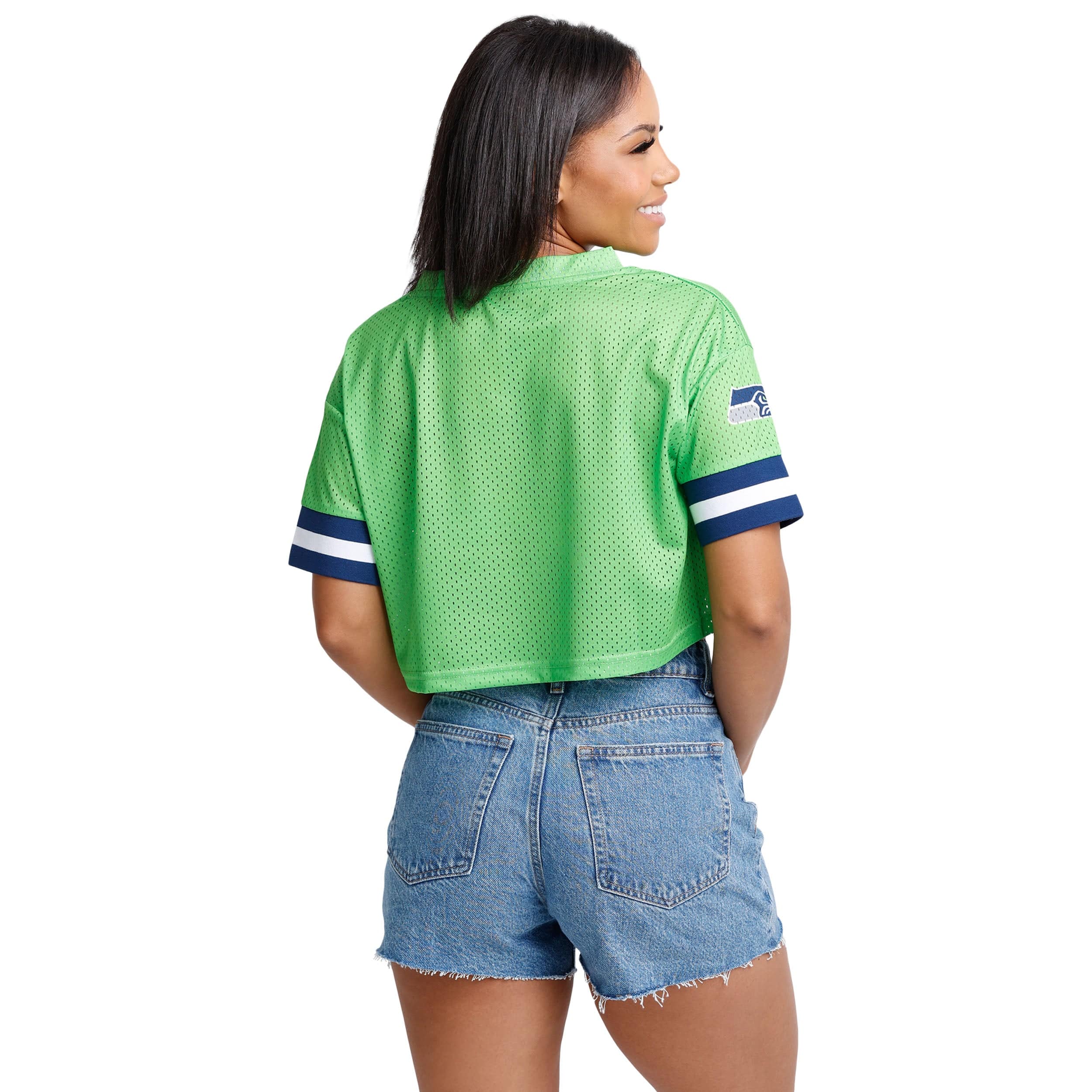 Seattle Seahawks NFL Womens Gameday Mesh Crop Top - Image 2