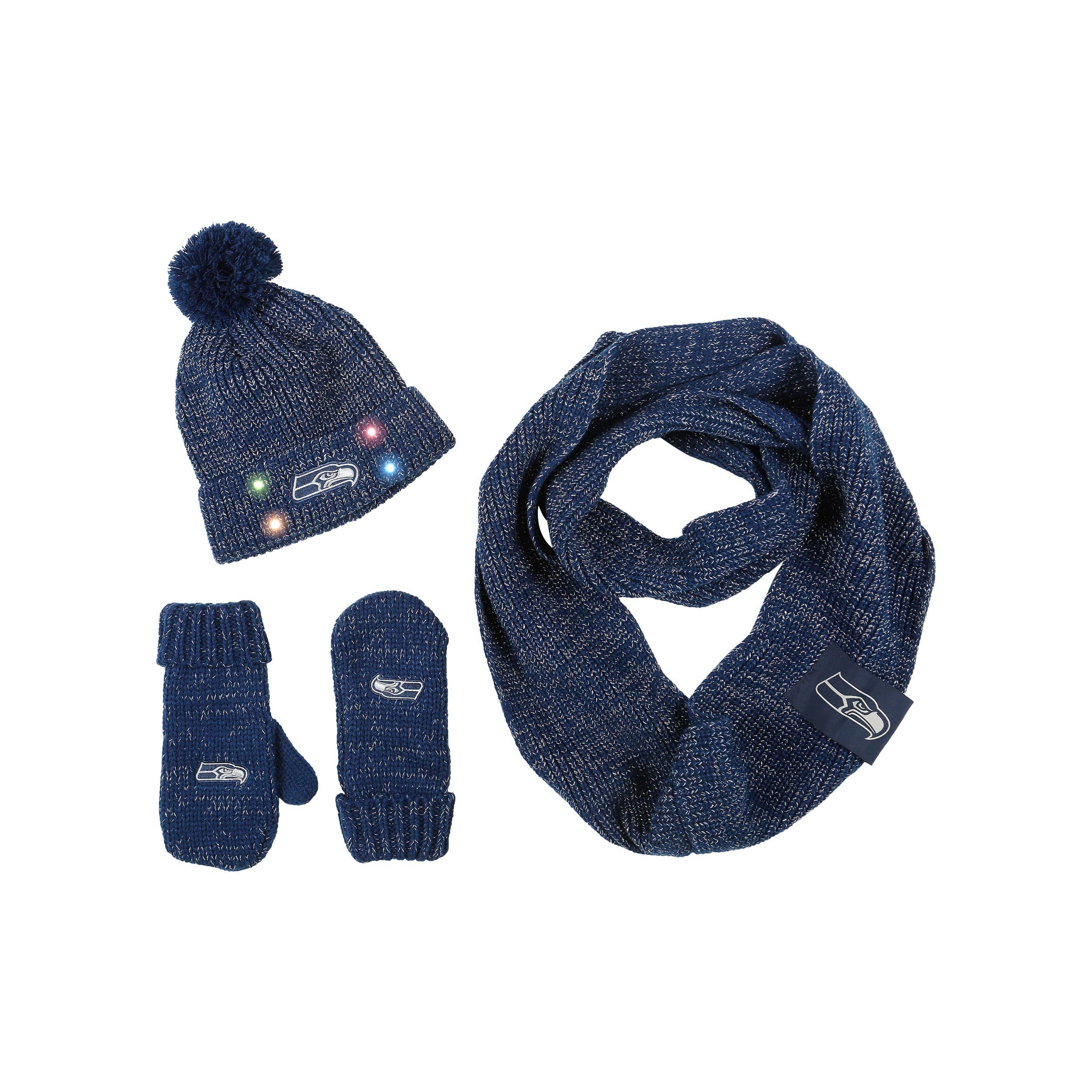 Seattle Seahawks NFL Womens Glitter Knit Cold Weather Set - Image 2