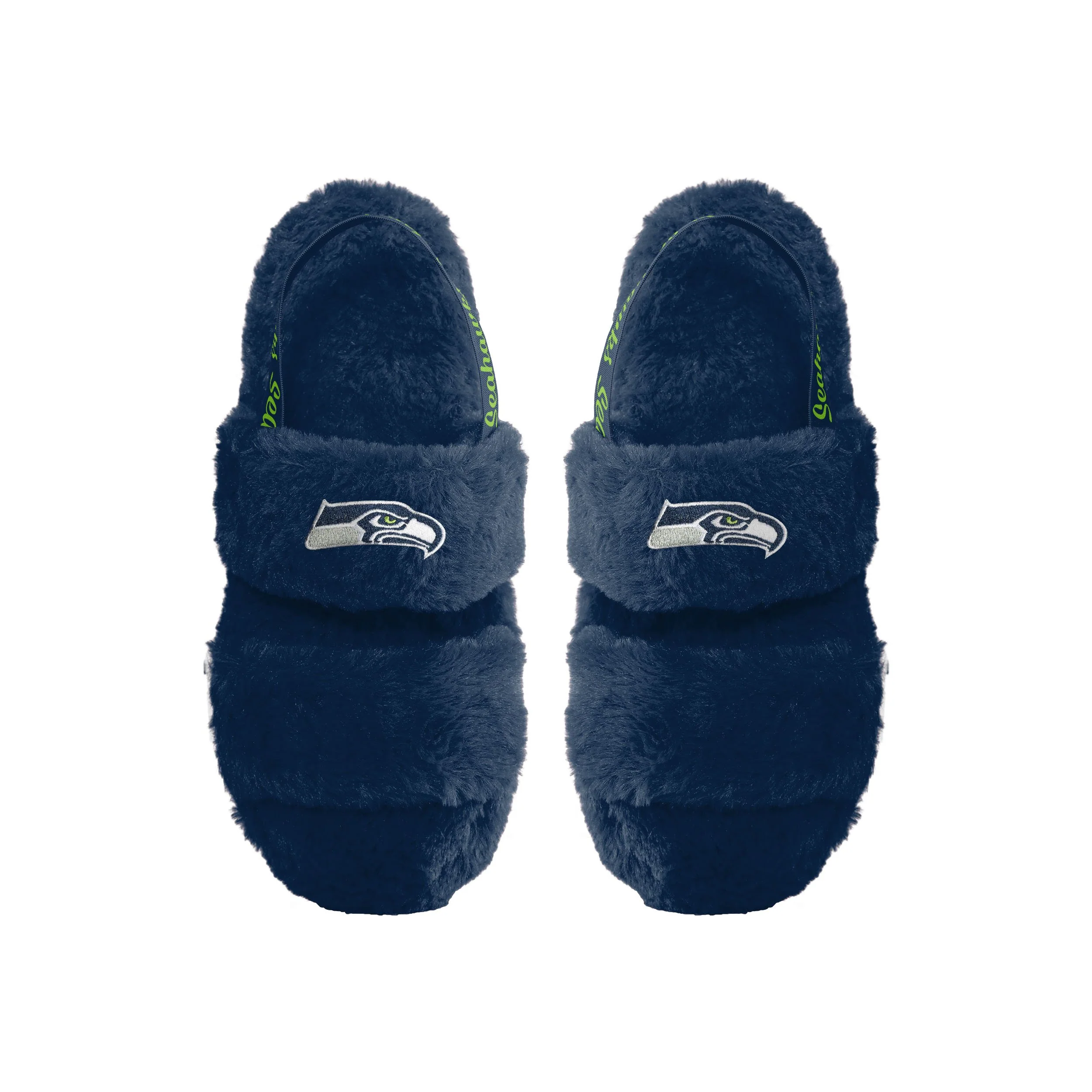 Seattle Seahawks NFL Womens Heel Strap Wordmark Fur Slide - Image 2