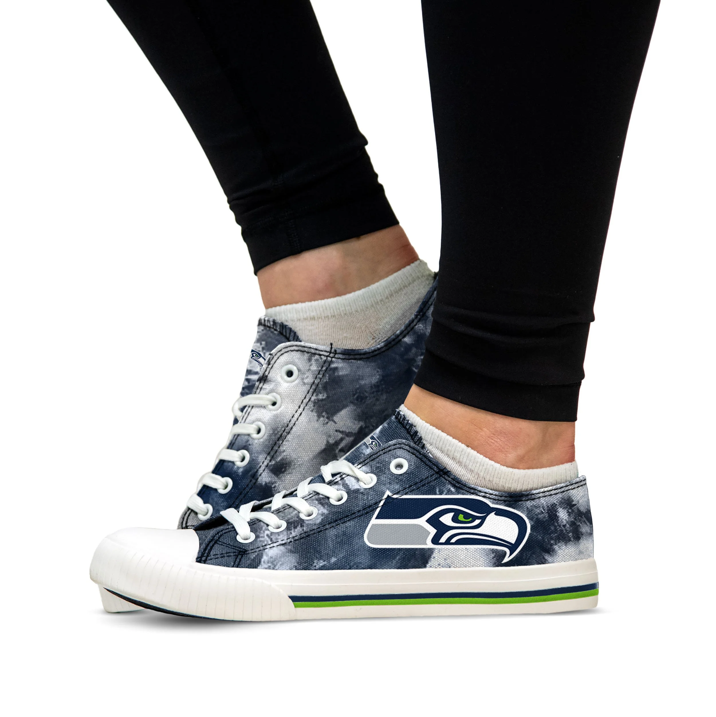 Seattle Seahawks NFL Womens Low Top Tie-Dye Canvas Shoes - Image 4