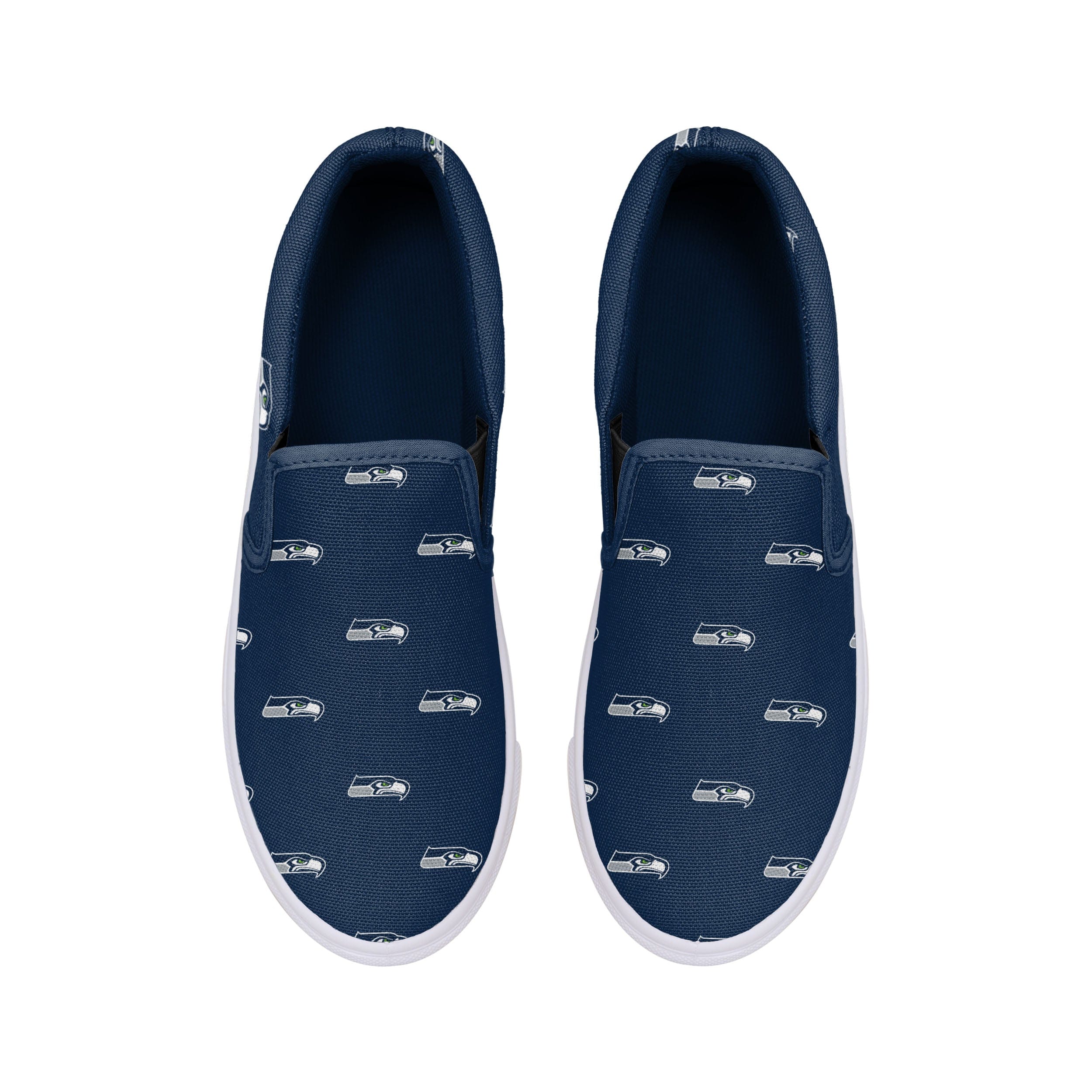 Seattle Seahawks NFL Womens Repeat Logo Slip On Canvas Shoe - Image 3