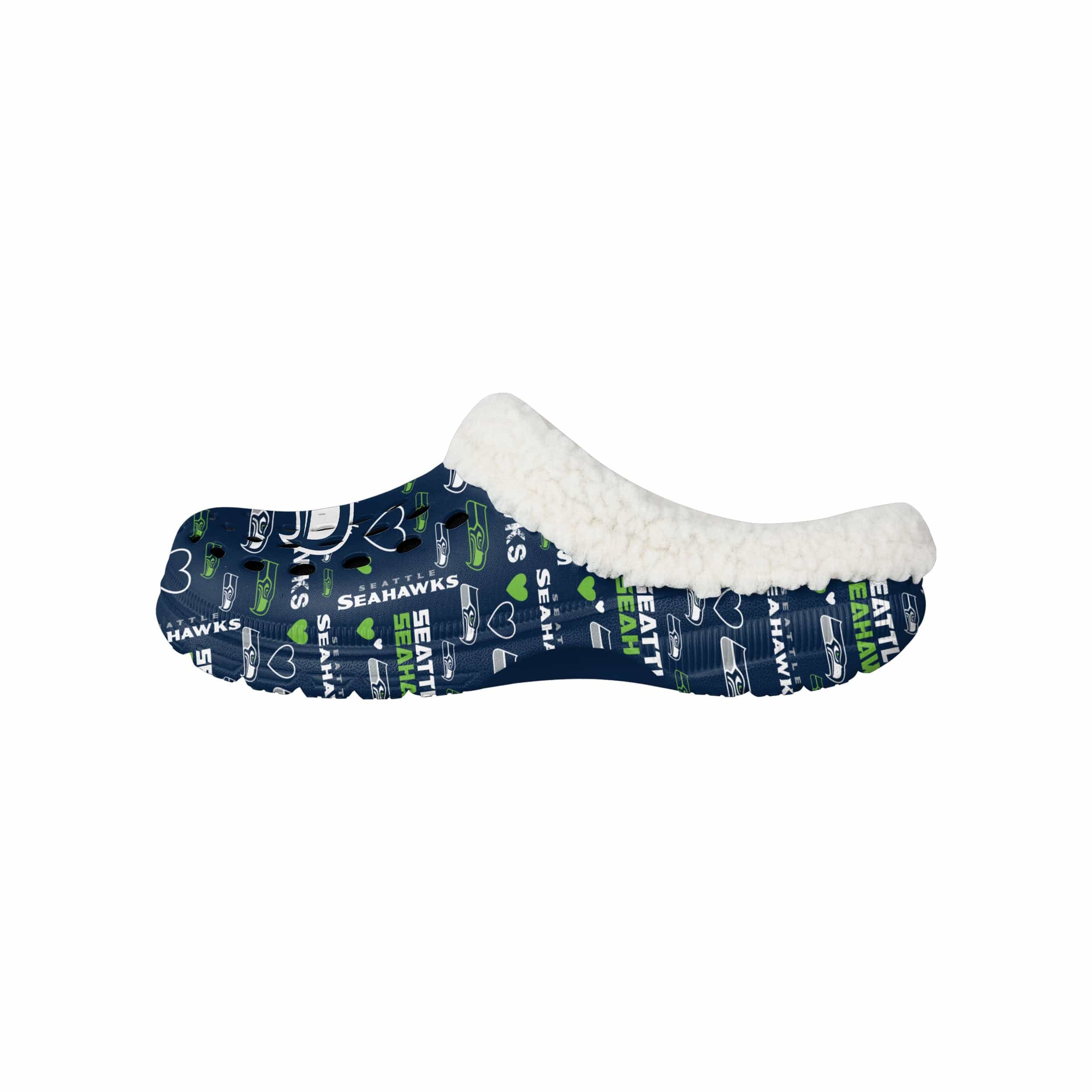 Seattle Seahawks NFL Womens Sherpa Lined Logo Love Clog - Image 2
