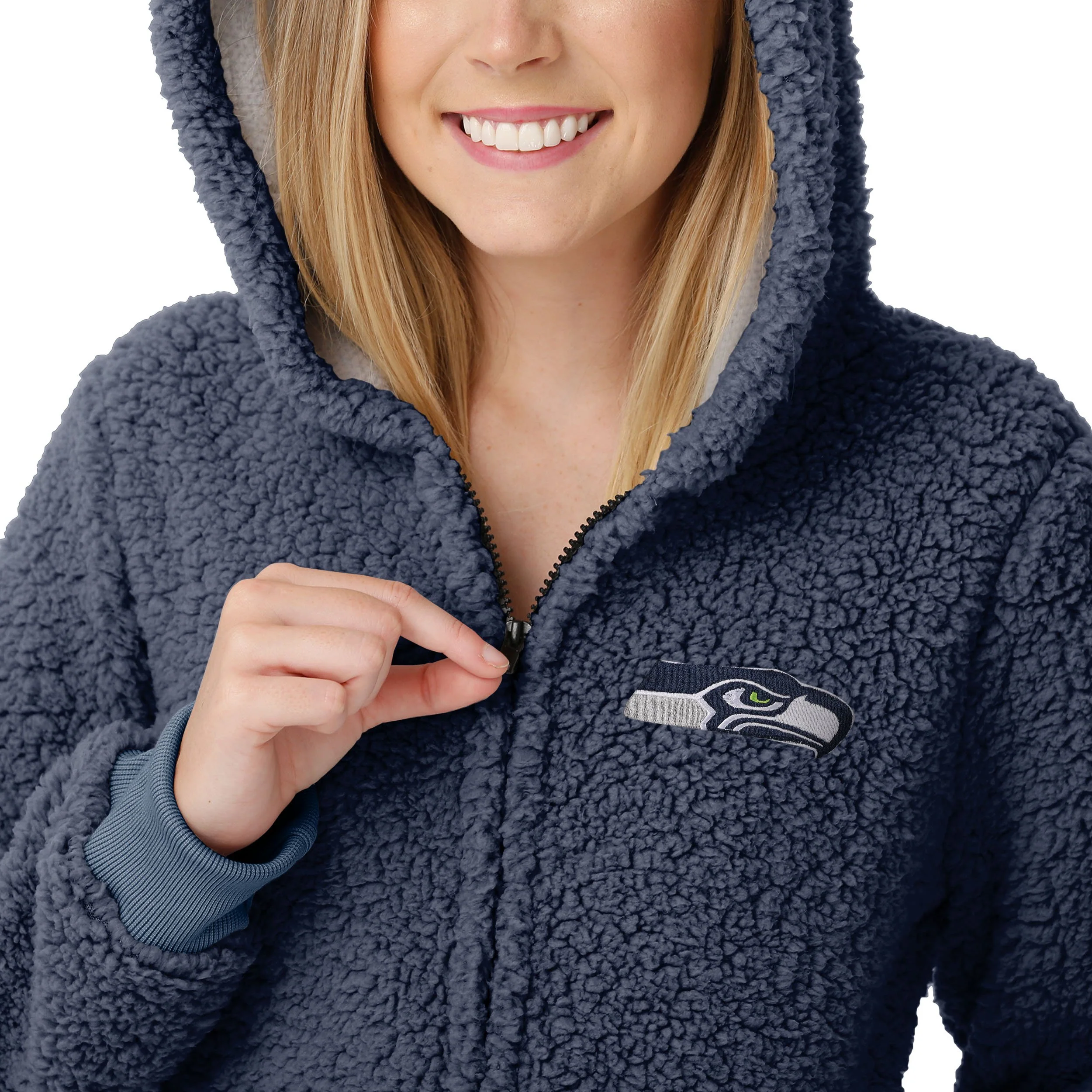 Seattle Seahawks NFL Womens Sherpa One Piece Pajamas - Image 3