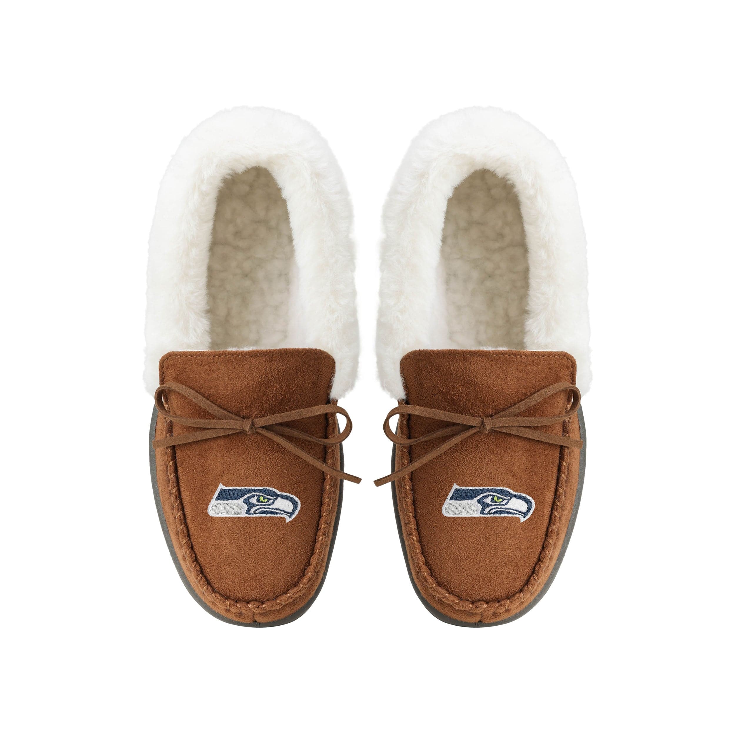 Seattle Seahawks NFL Womens Tan Moccasin Slippers - Image 4