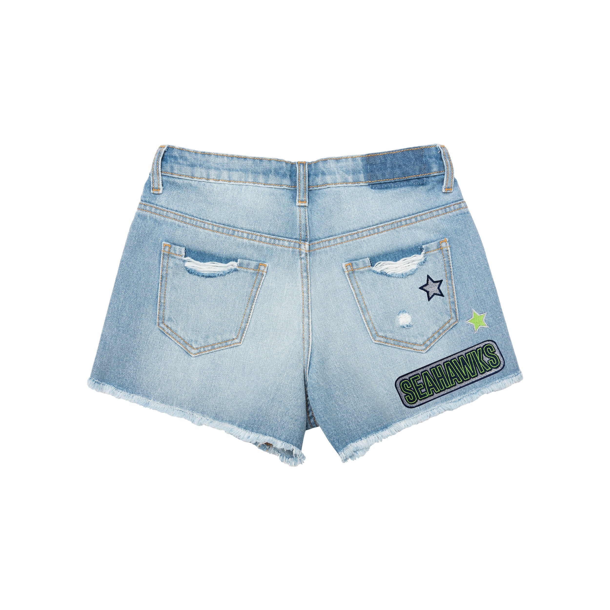 Seattle Seahawks NFL Womens Team Logo Denim Shorts - Image 4
