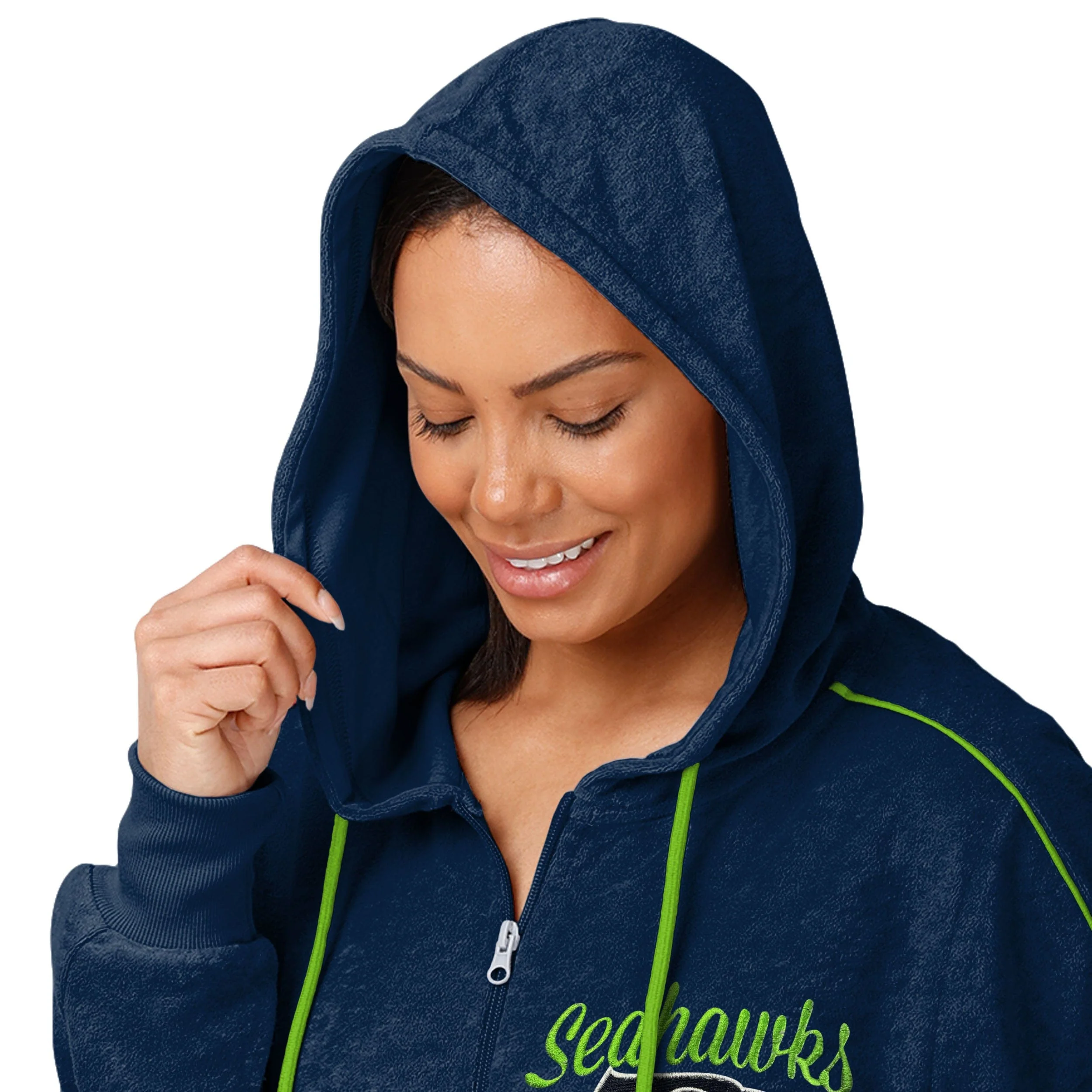 Seattle Seahawks NFL Womens Terry Knit Zip Up Top - Image 3