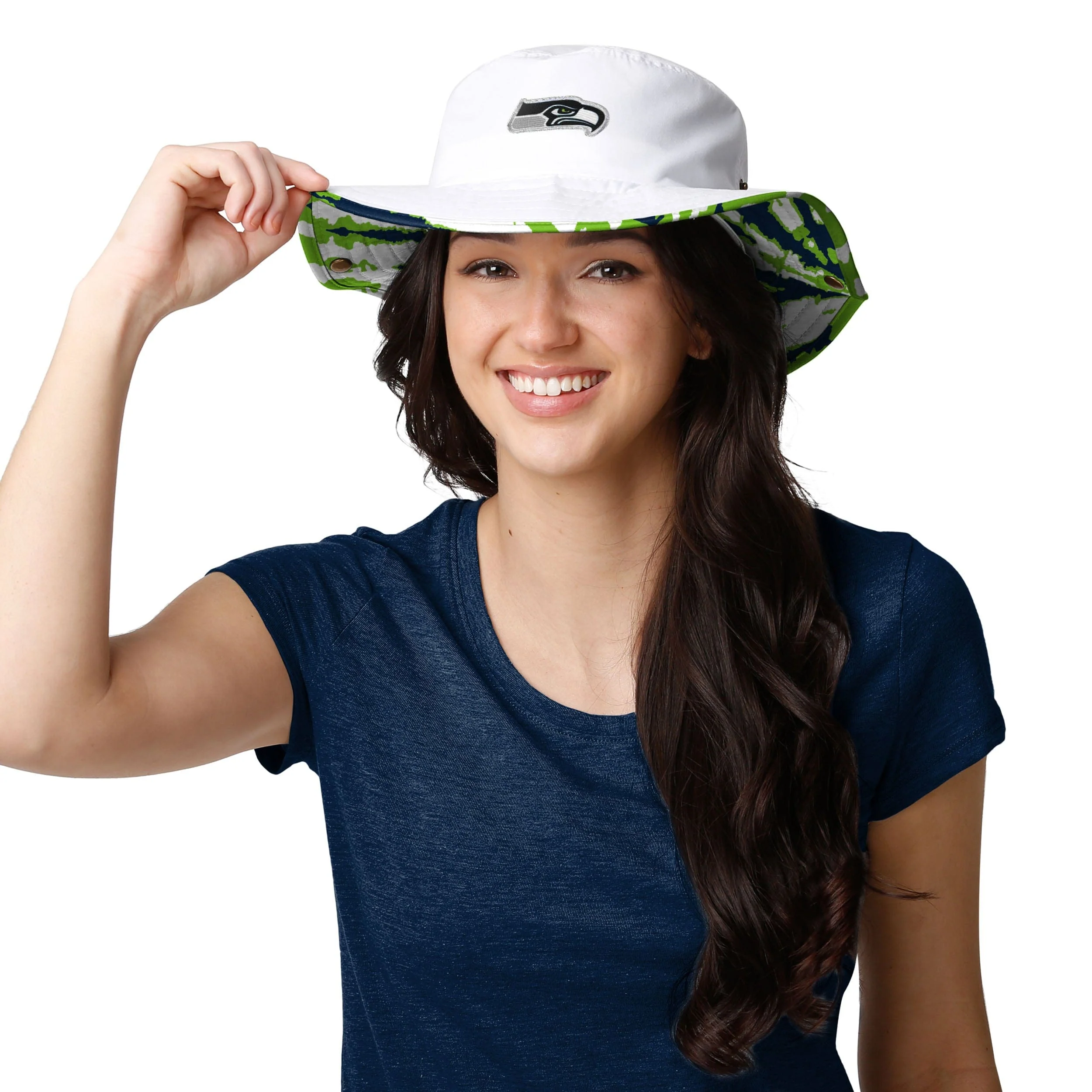 Seattle Seahawks NFL Womens White Hybrid Boonie Hat - Image 2