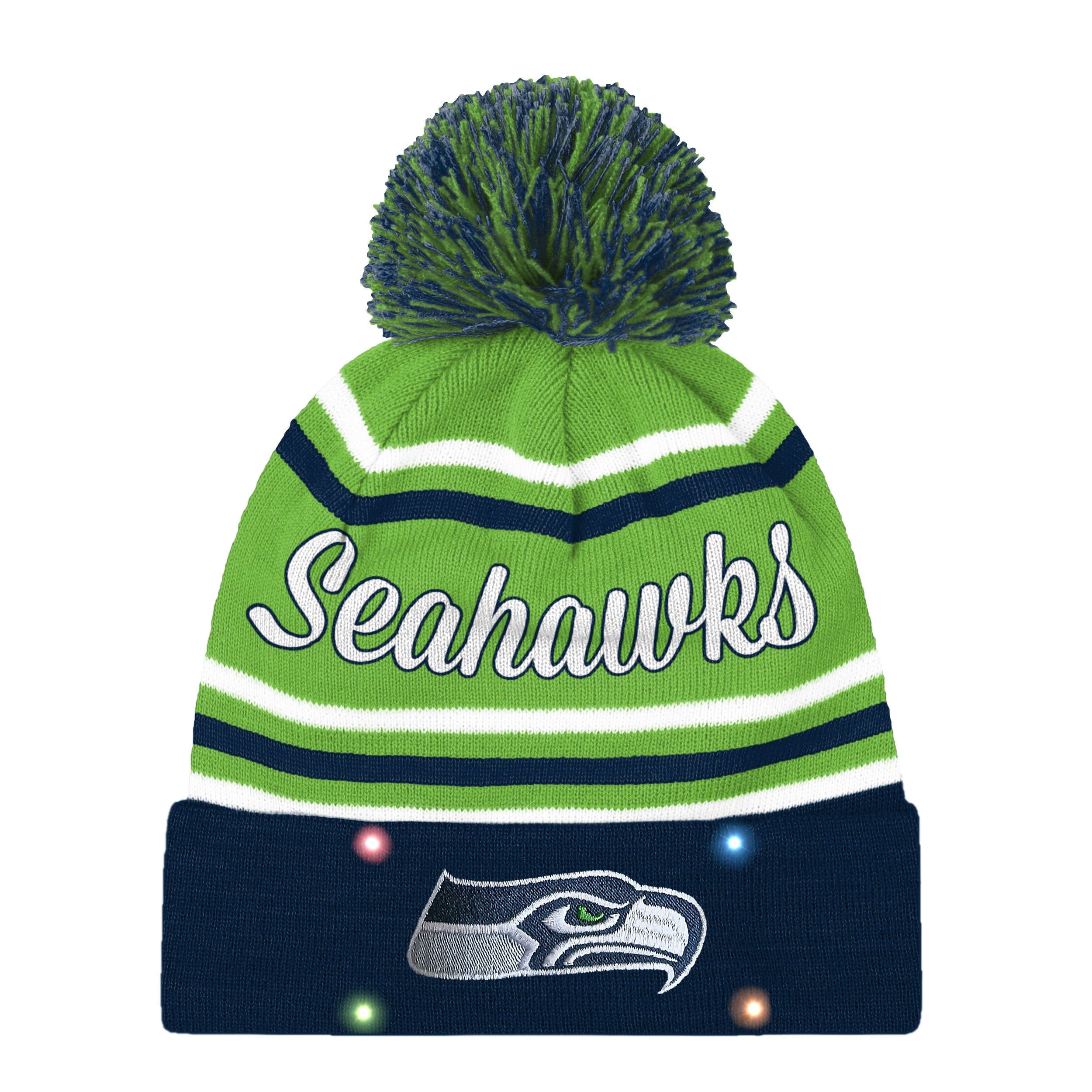 Seattle Seahawks NFL Womens Wordmark Script Light Up Beanie - Image 2