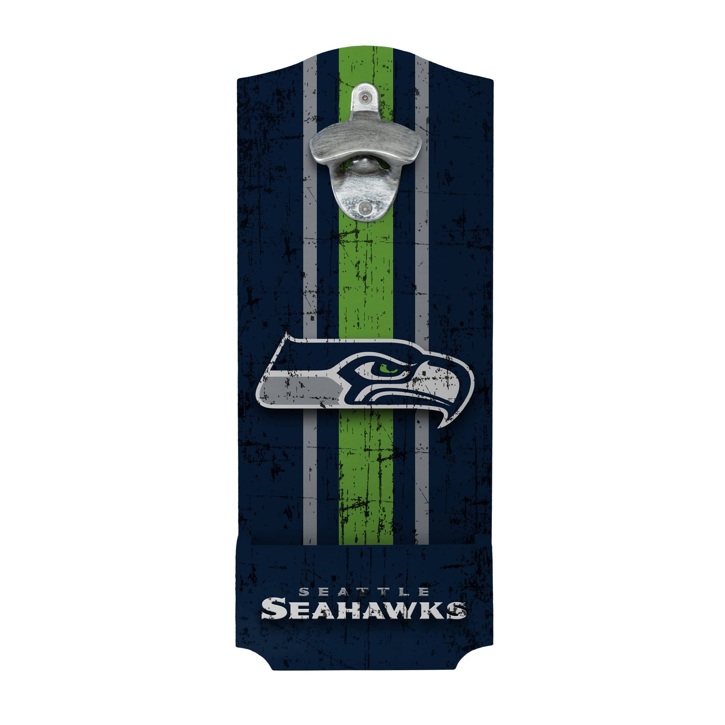 Seattle Seahawks NFL Wooden Bottle Cap Opener Sign - Image 2