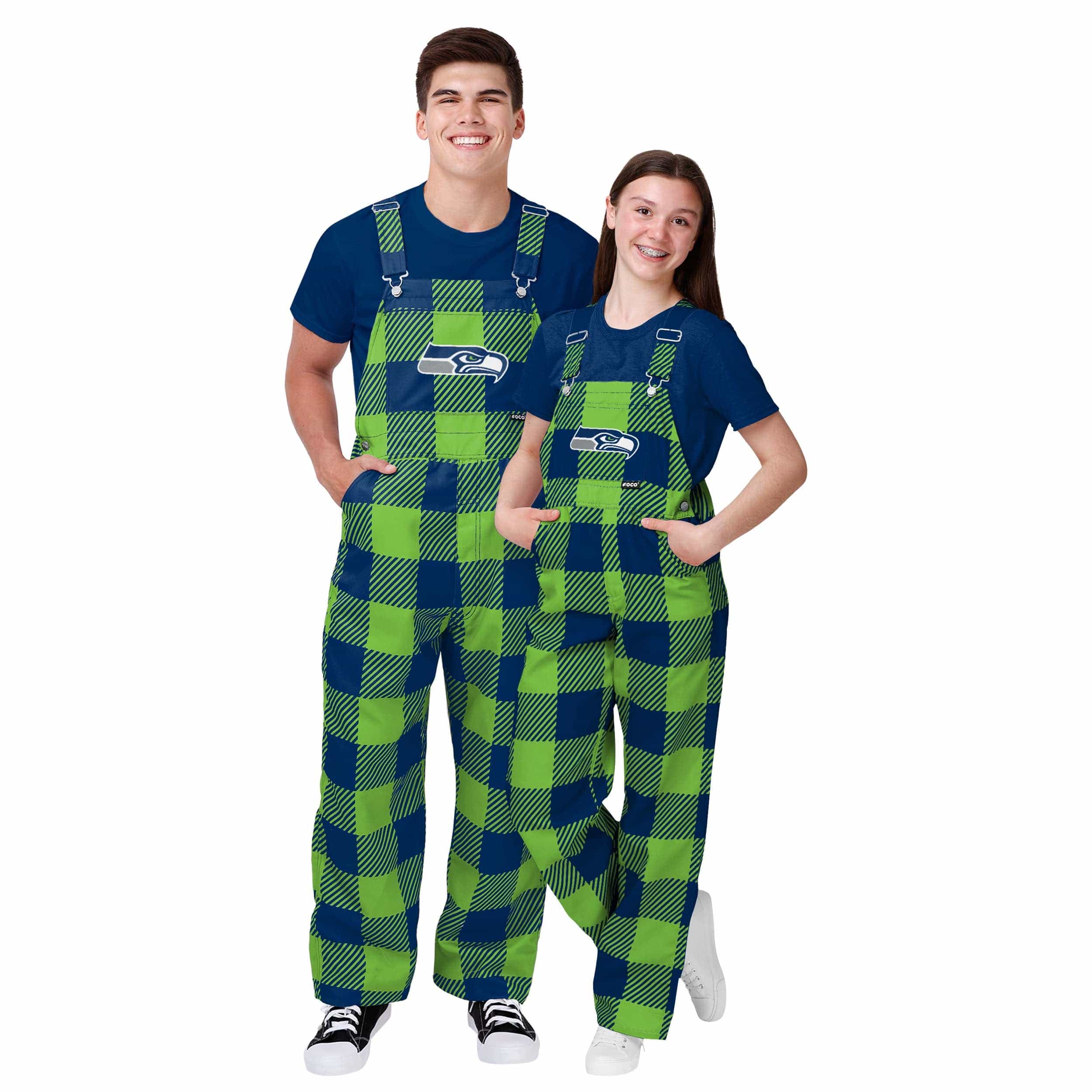 Seattle Seahawks NFL Youth Plaid Bib Overalls - Image 3