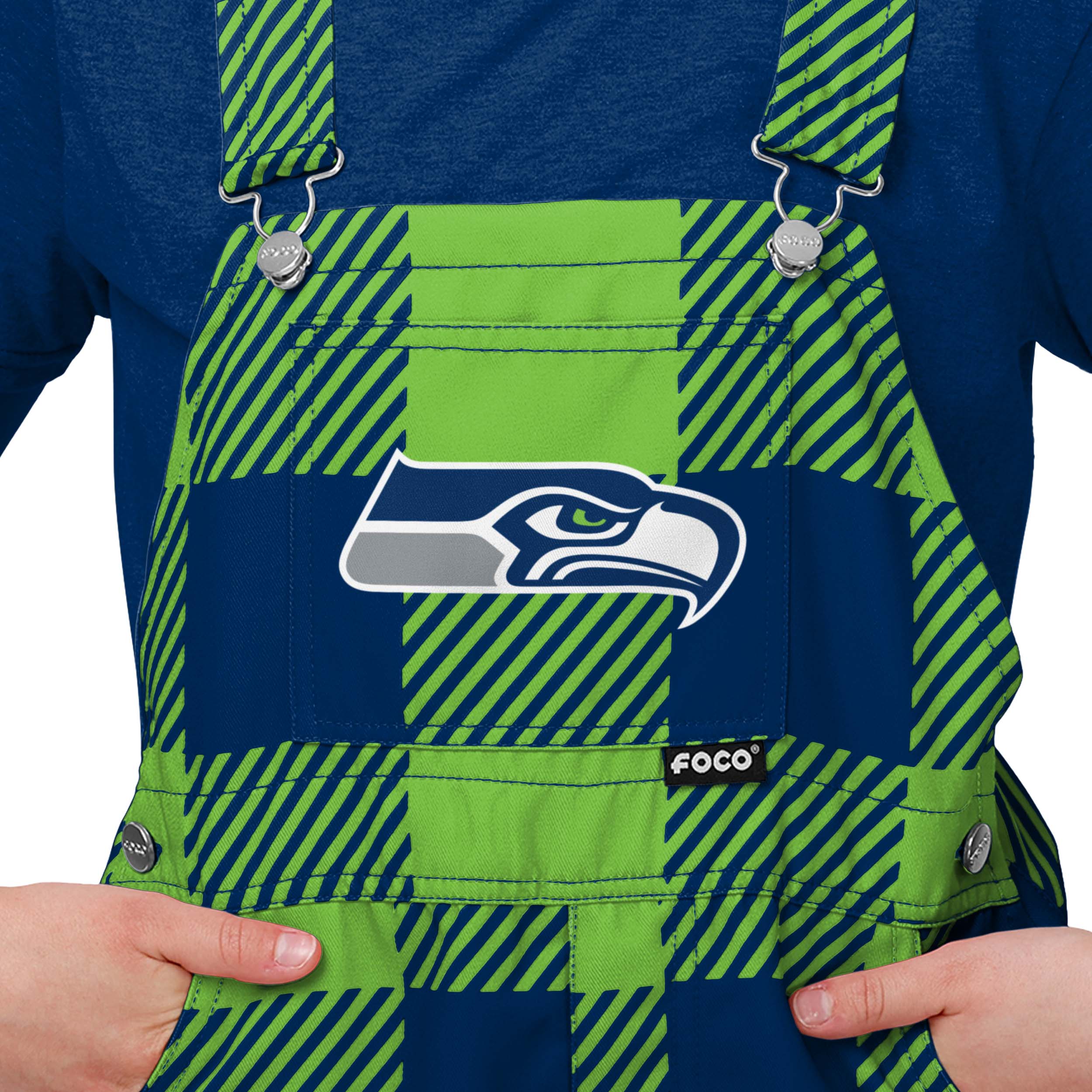 Seattle Seahawks NFL Youth Plaid Bib Overalls - Image 4