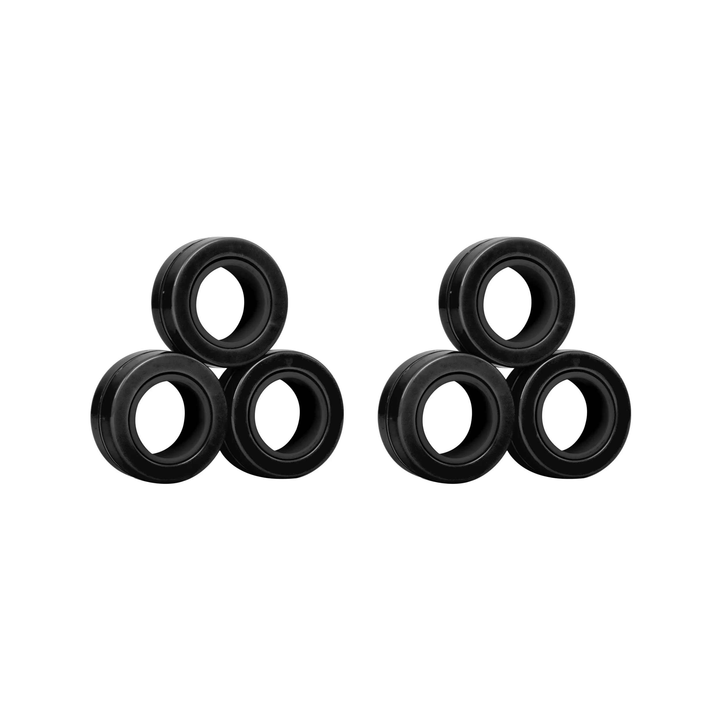 Solid Black 6 Pack Magnetic Finger Rings