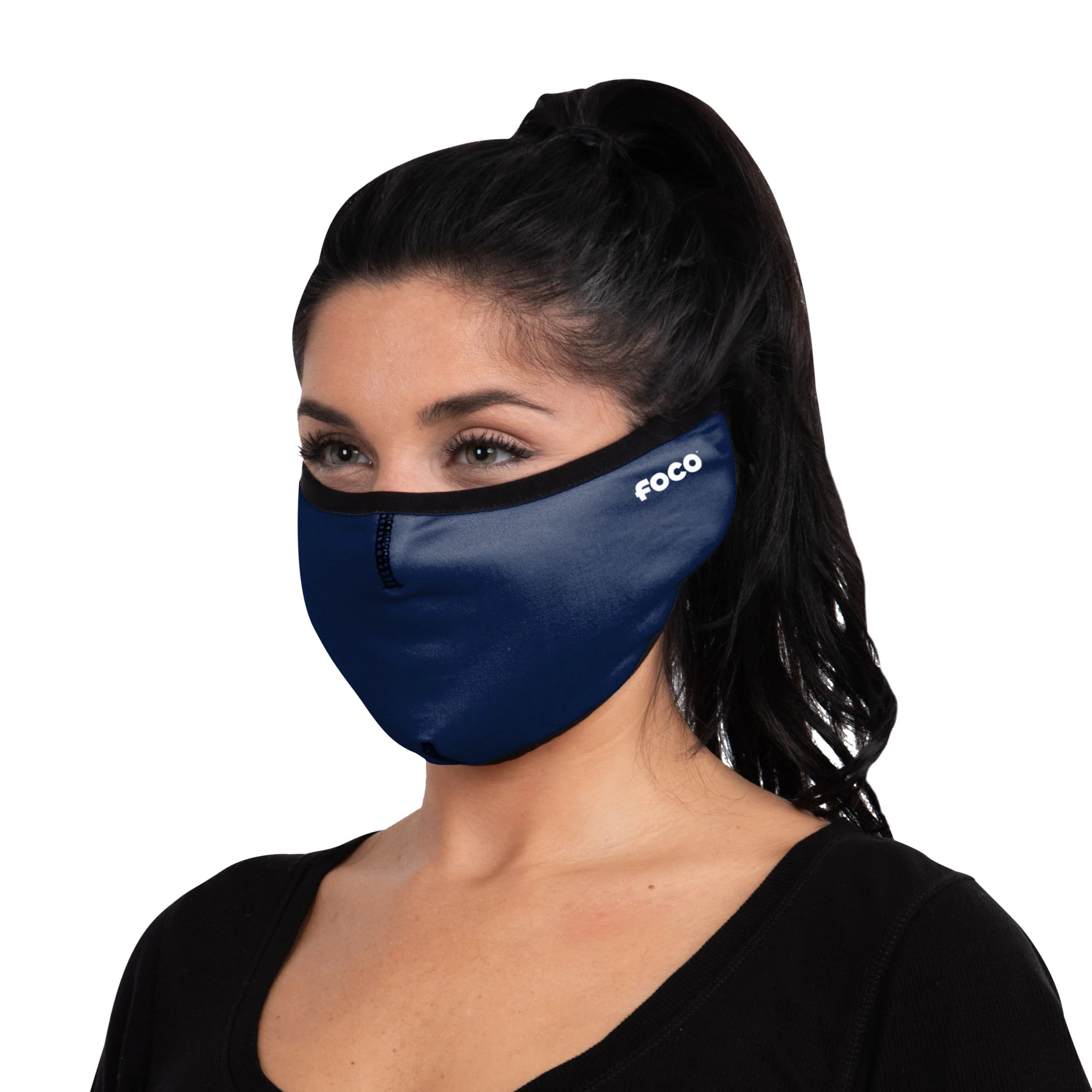 Solid Blue Earband Face Cover - Image 2