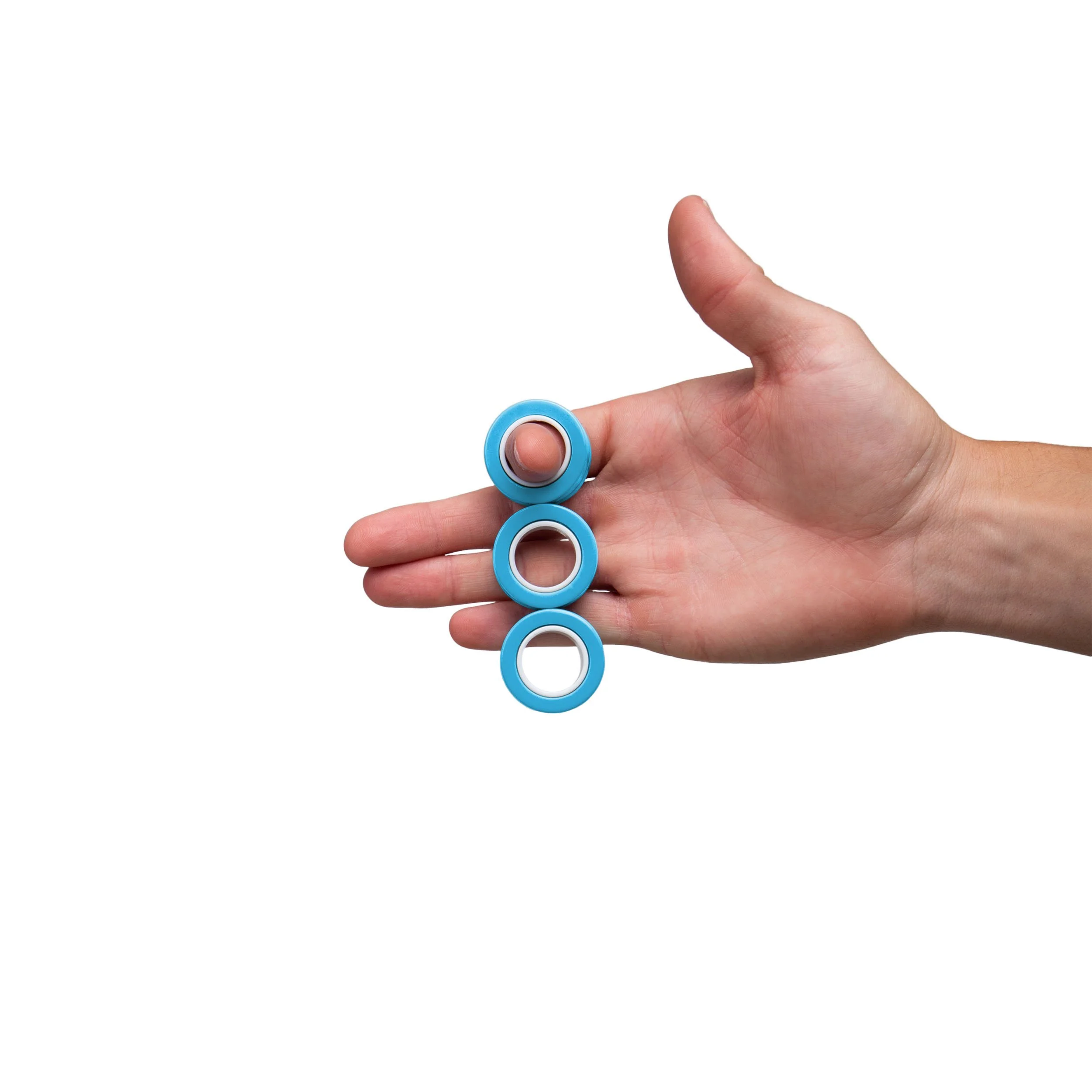 Solid Light Blue 6 Pack Magnetic Finger Rings - Image 2
