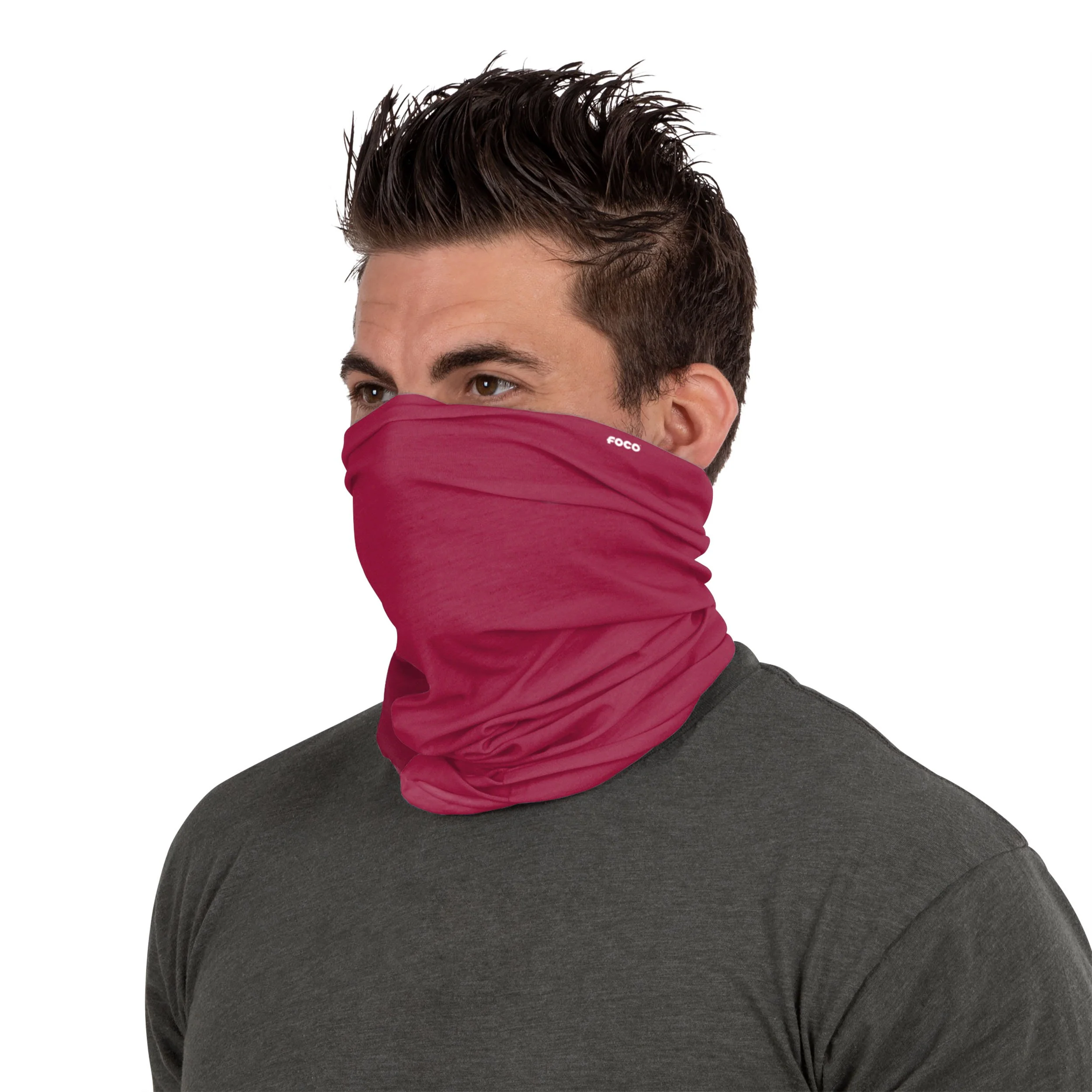 Solid Maroon Gaiter Scarf - Image 3