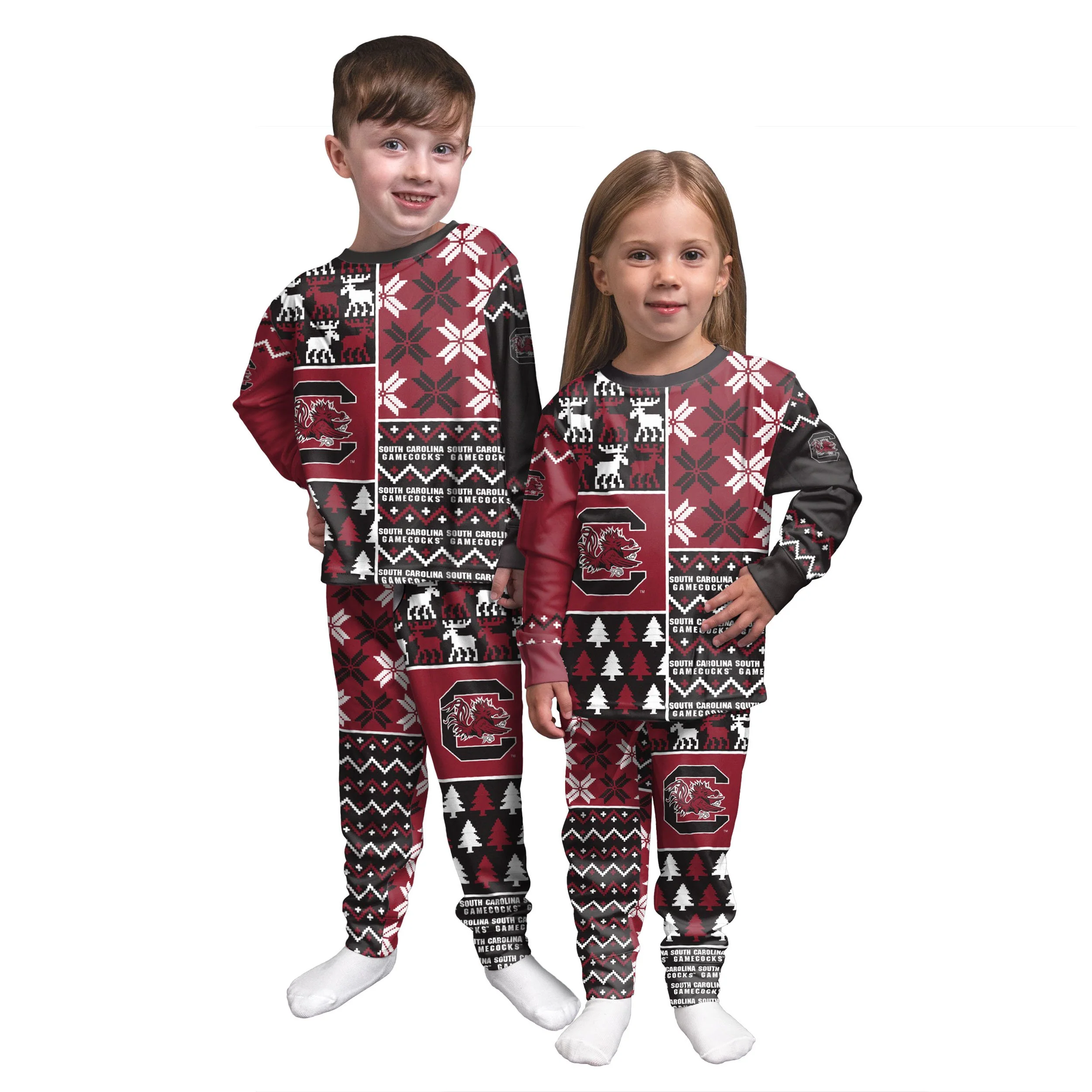South Carolina Gamecocks NCAA Busy Block Family Holiday Pajamas - Image 3
