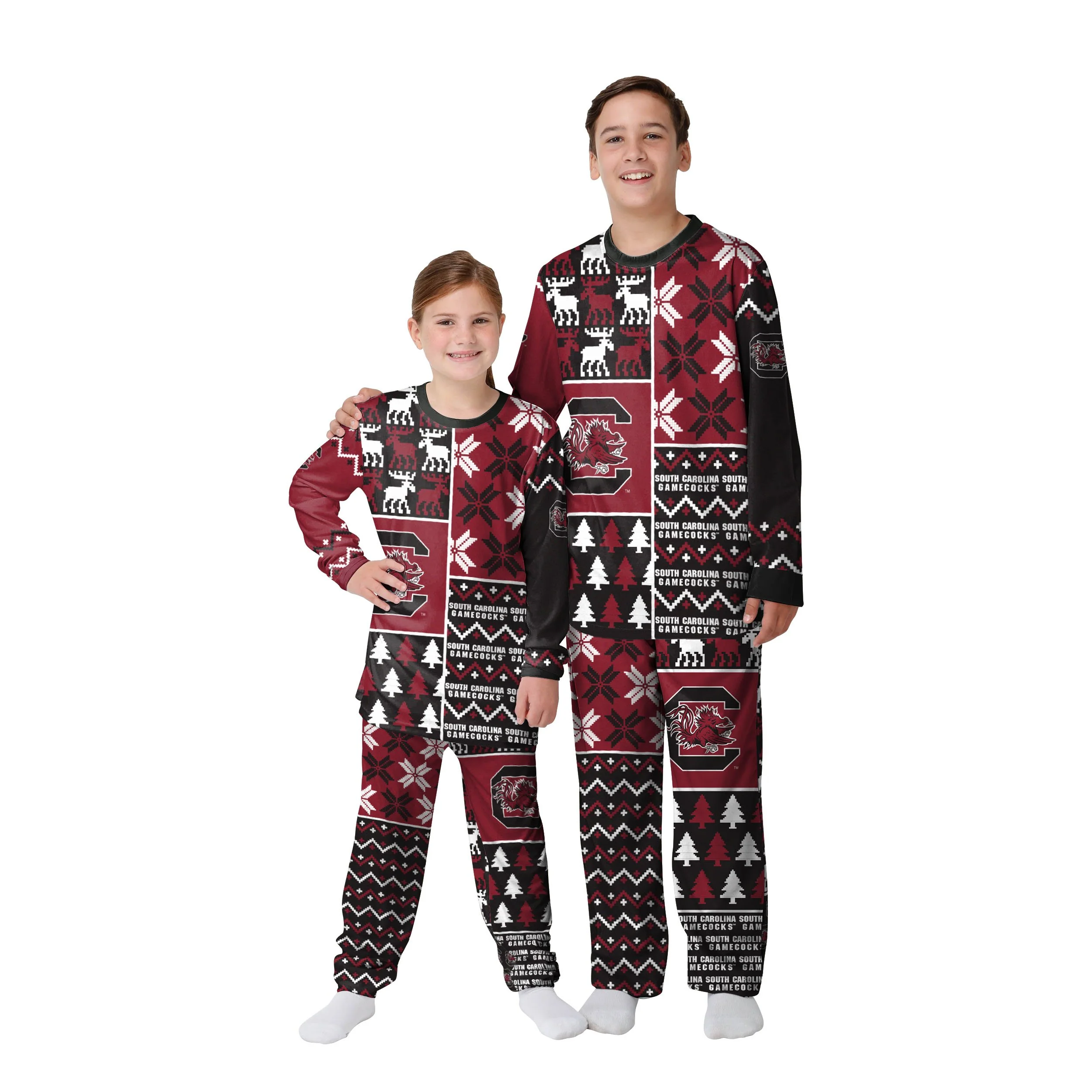 South Carolina Gamecocks NCAA Busy Block Family Holiday Pajamas - Image 4