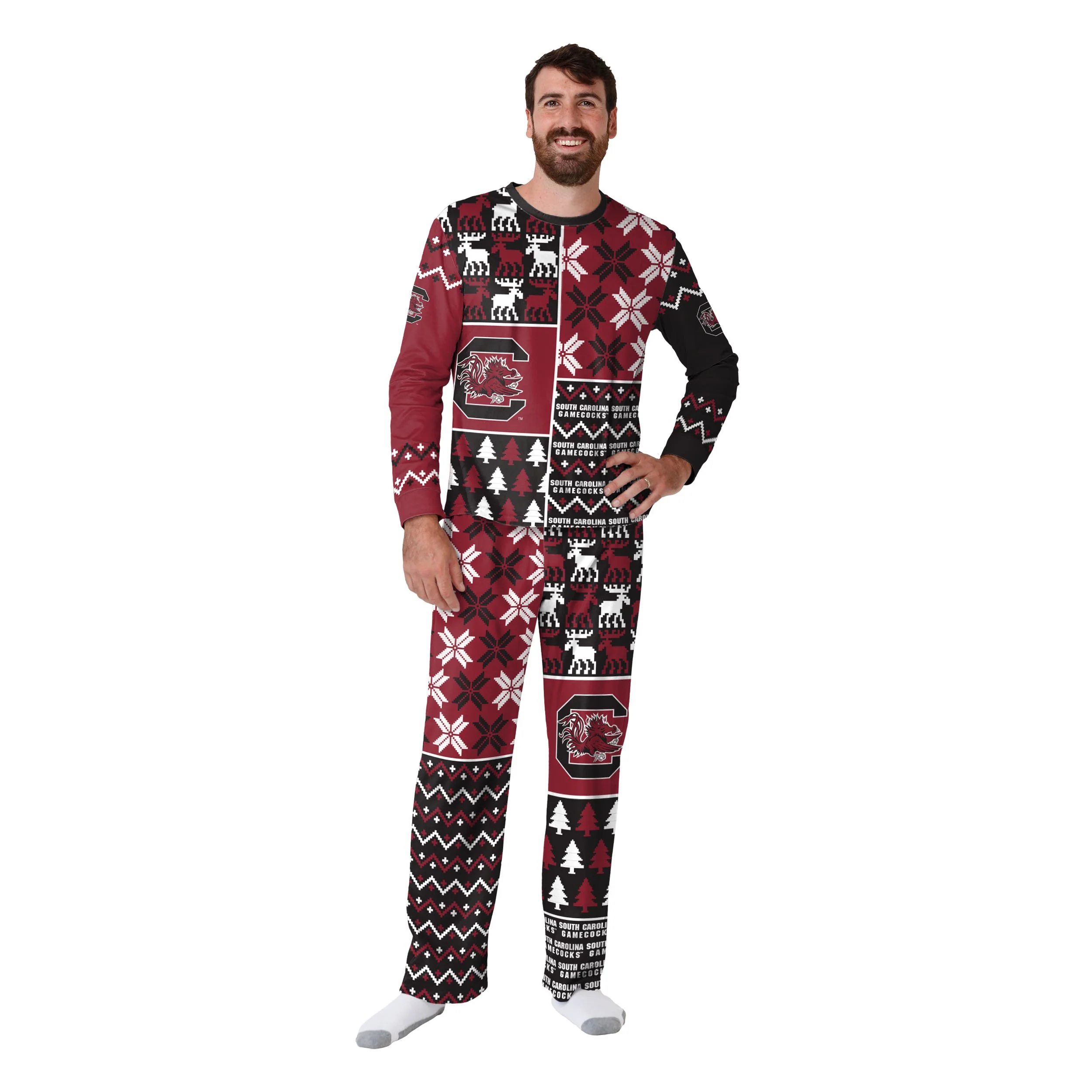 South Carolina Gamecocks NCAA Busy Block Family Holiday Pajamas - Image 6