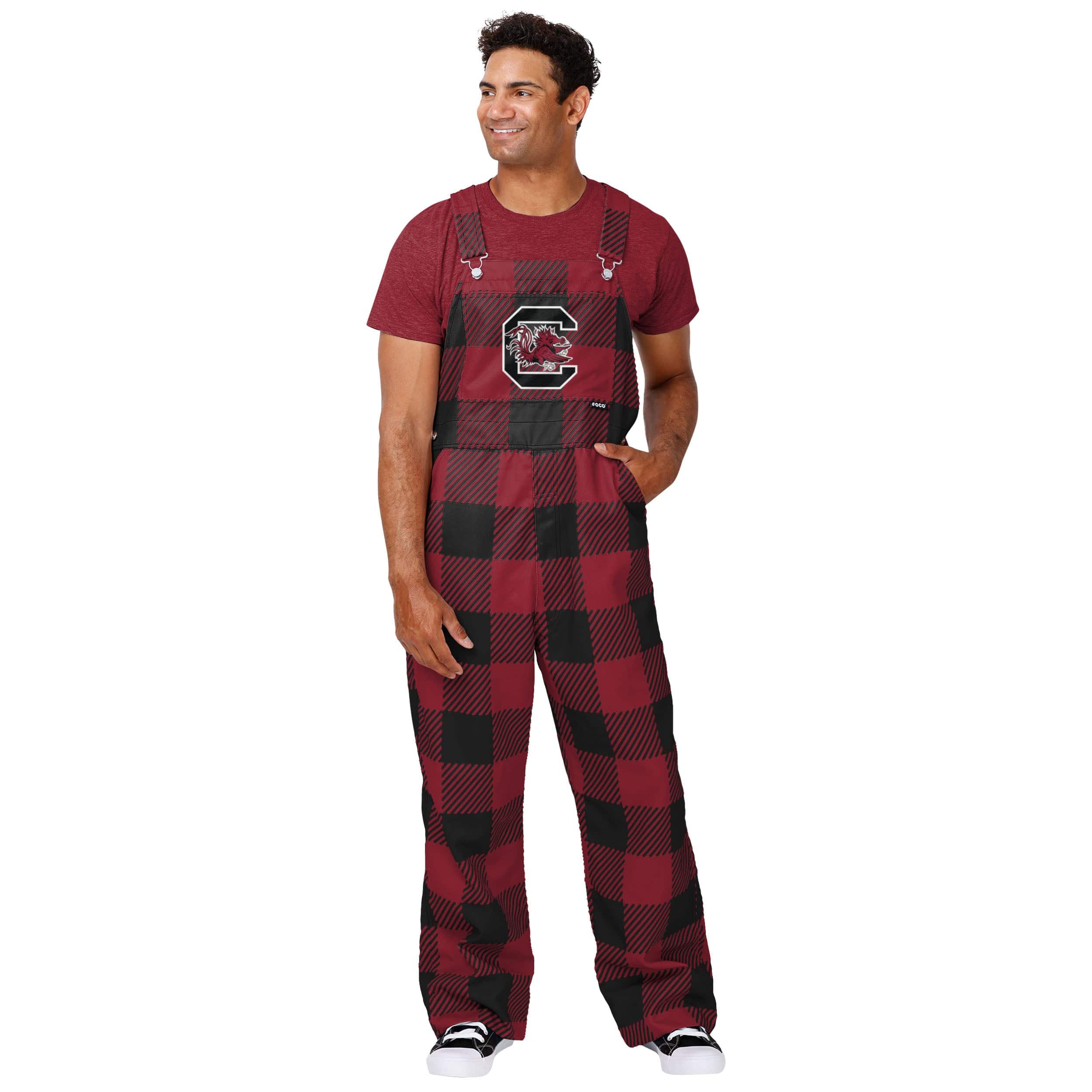South Carolina Gamecocks NCAA Mens Plaid Bib Overalls